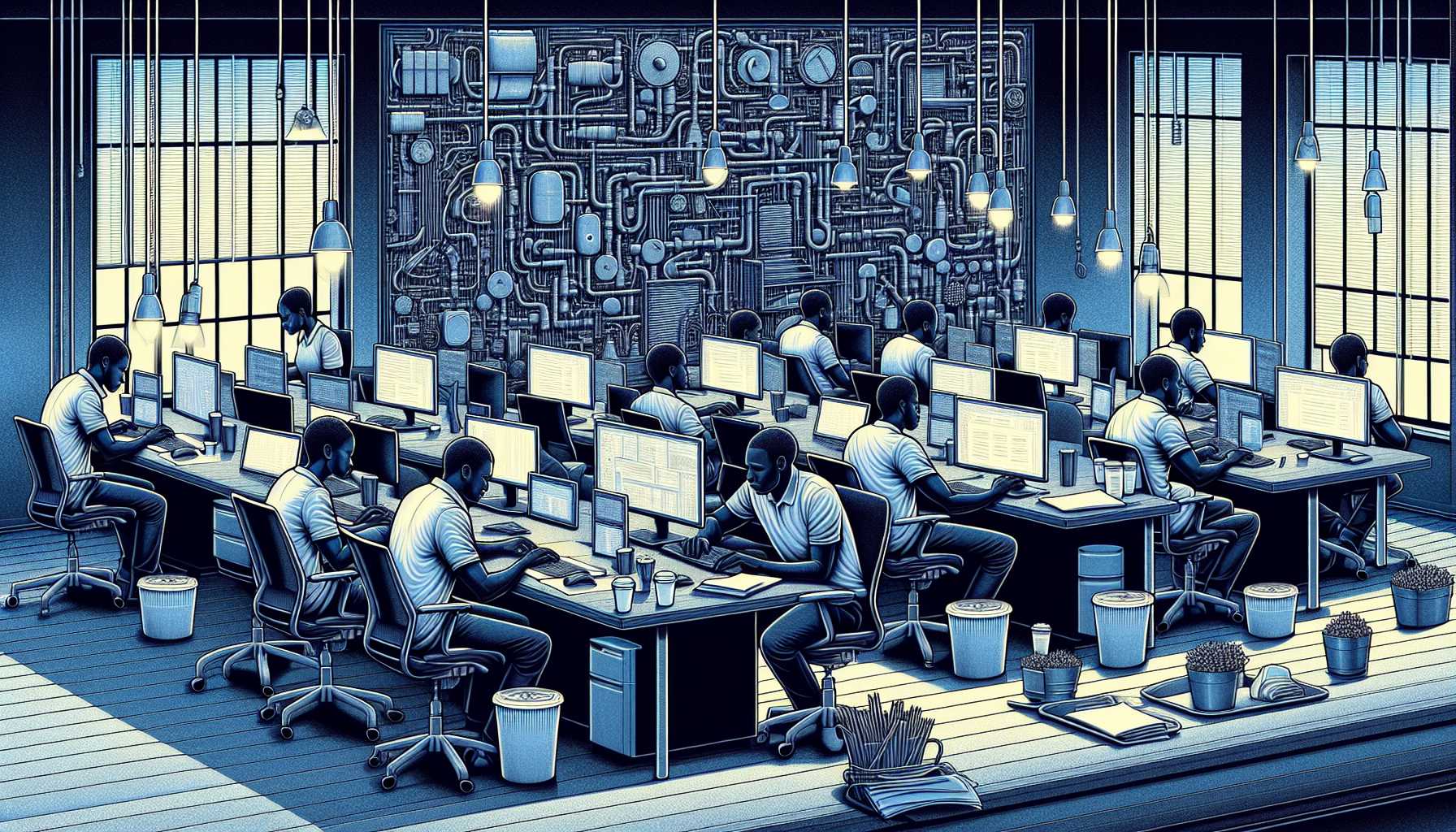 African tech workers on computers, symbolizing exploitation