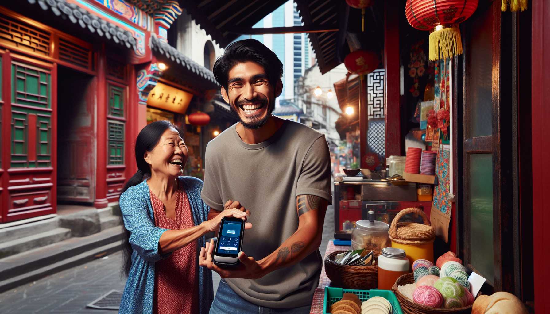 A person in China using their smartphone to pay for a purchase