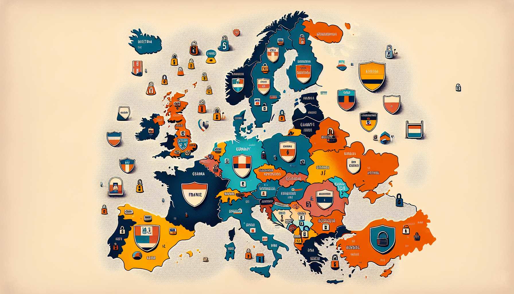 A map of Europe highlighted with different attitudes of Data Protection Authorities