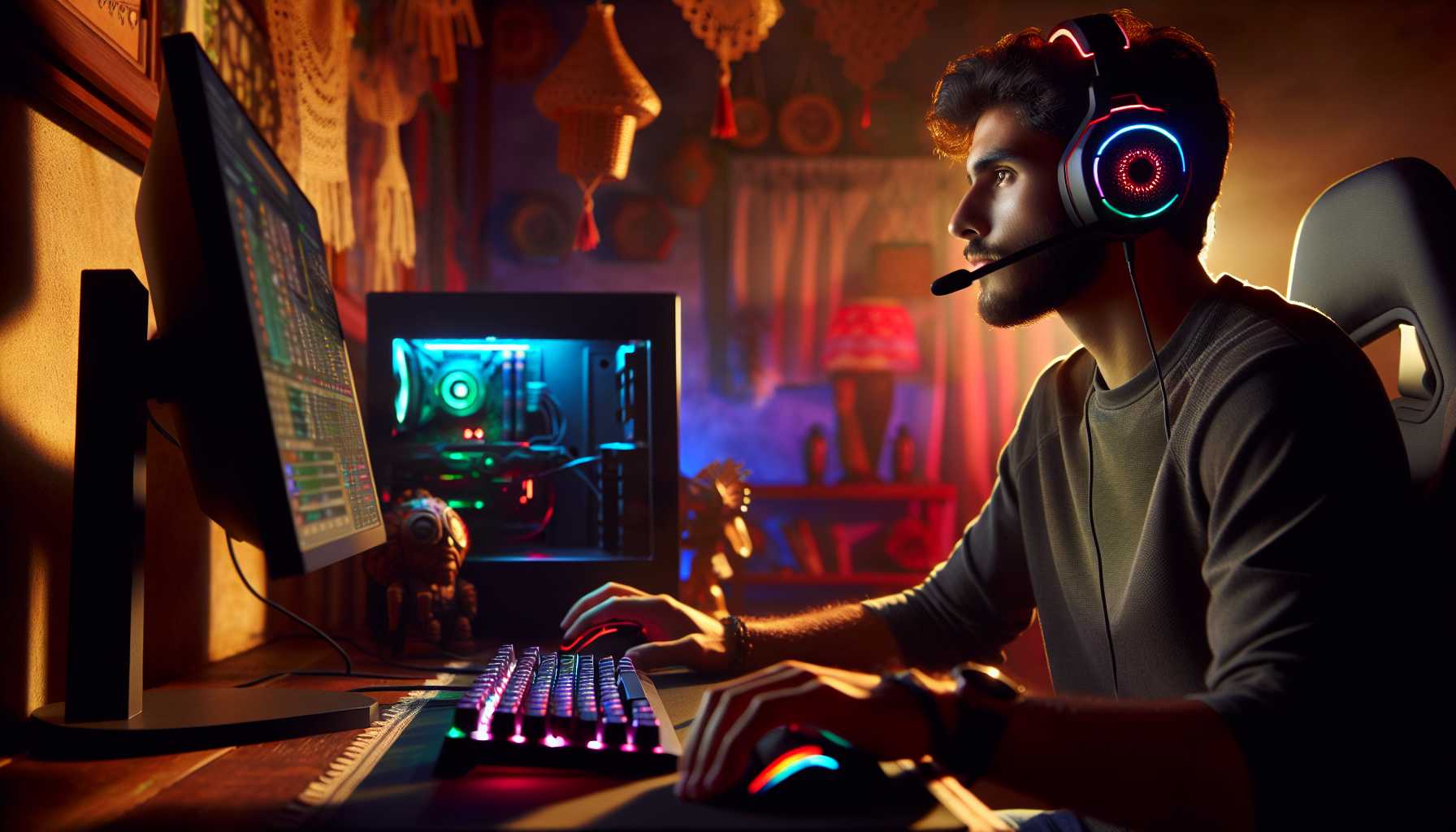 A gamer in Mexico using a HyperX headset, keyboard, and mouse.