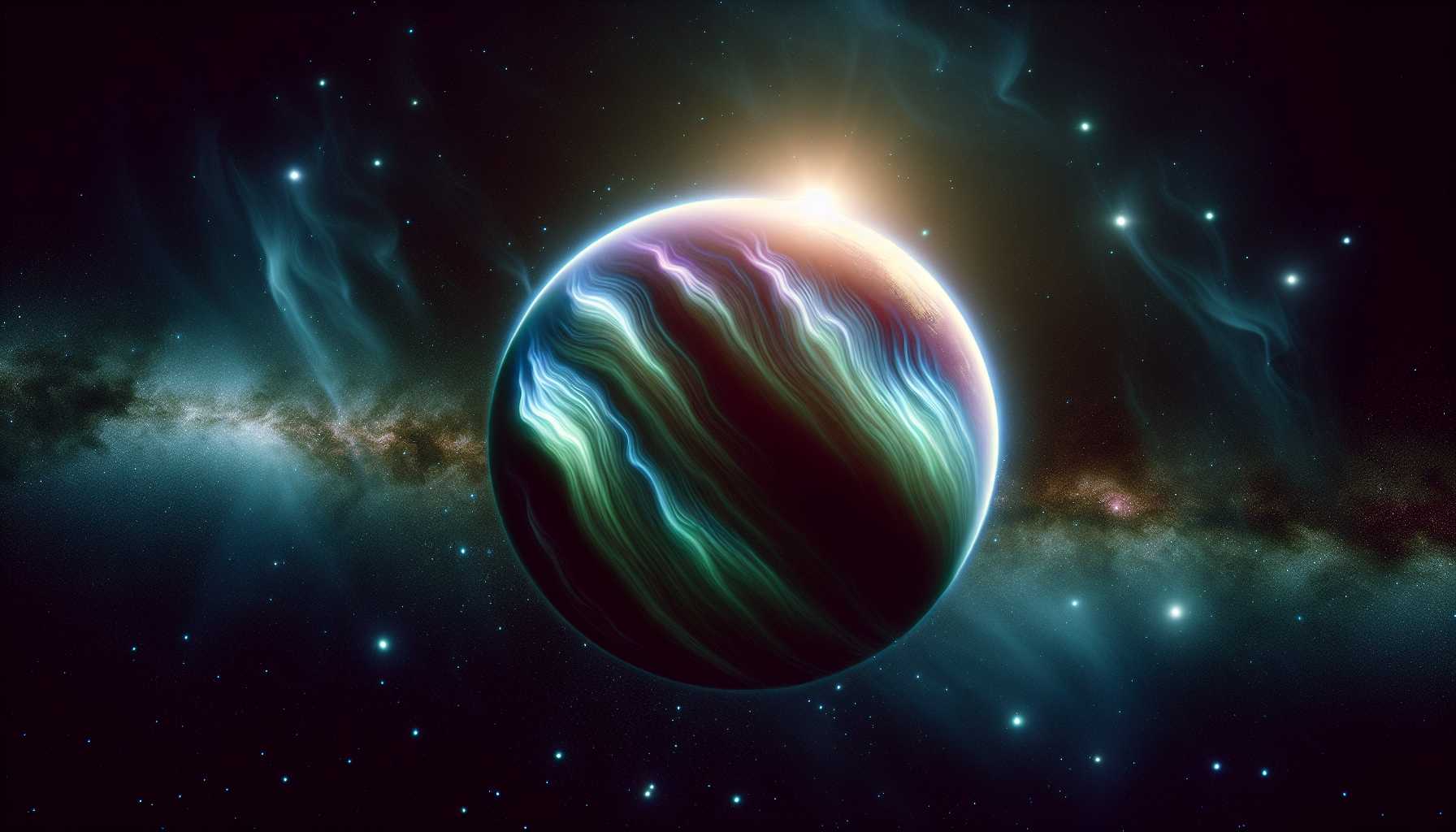 an aurora on an exoplanet, representing atmospheric changes over time