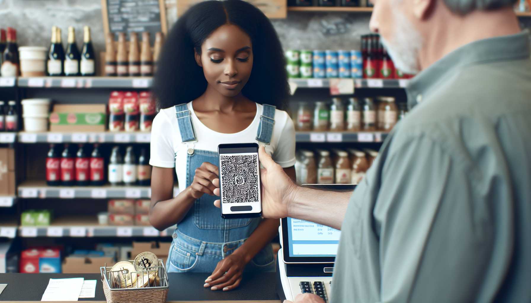 Person using smartphone to pay with Bit