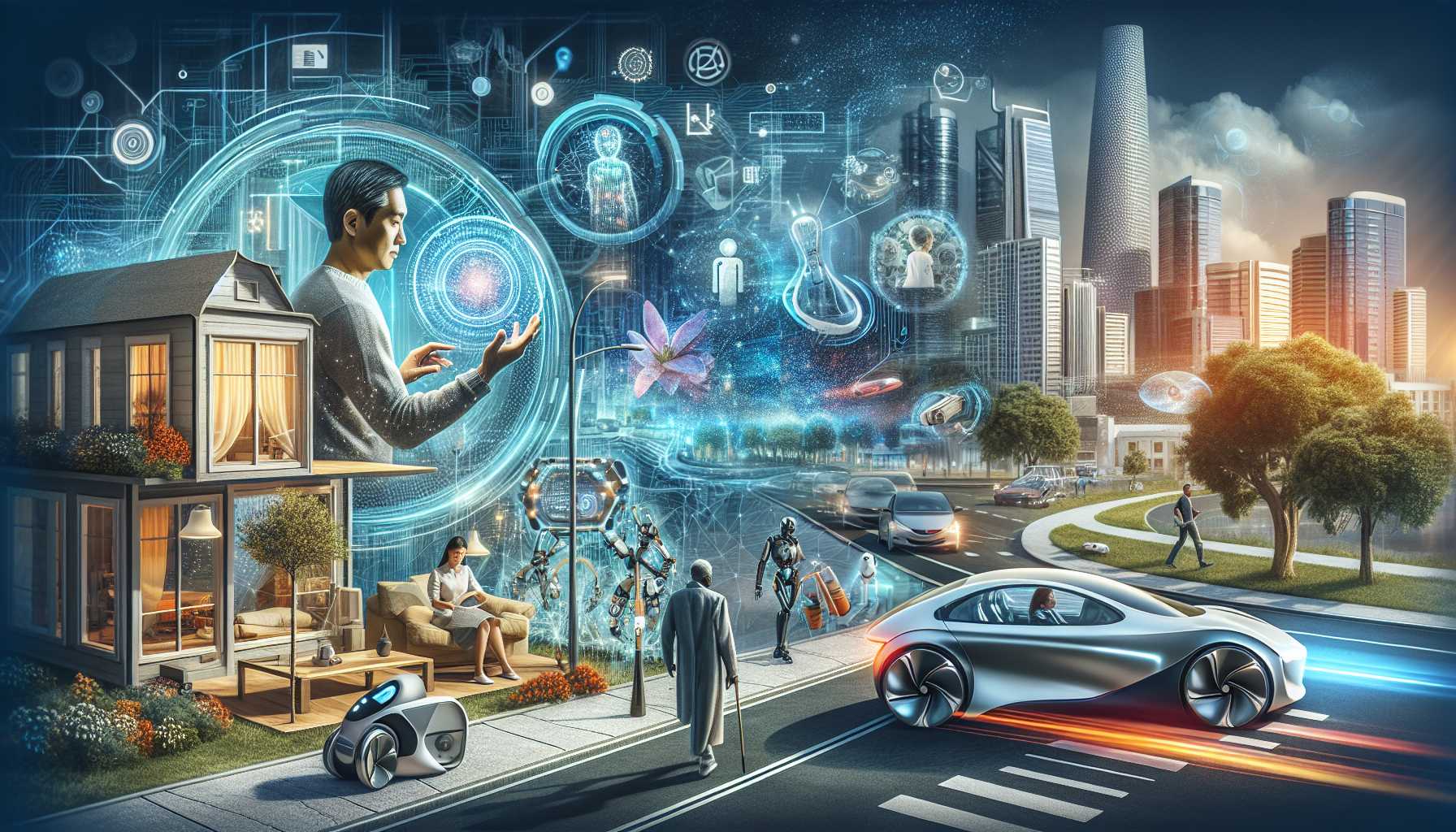 A futuristic depiction of AI integration in daily life