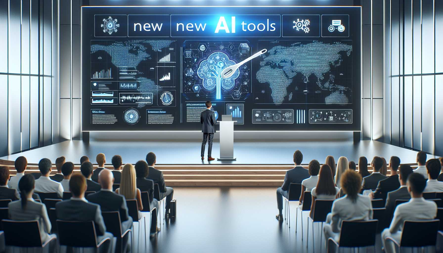 a keynote presentation featuring new AI tools