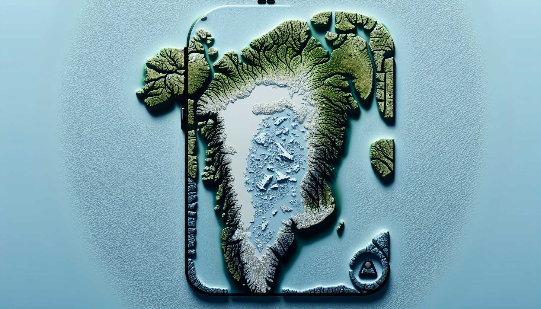 Map of Greenland with a mobile phone icon