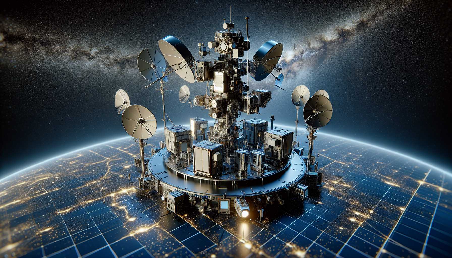 A sophisticated satellite setup with detailed components