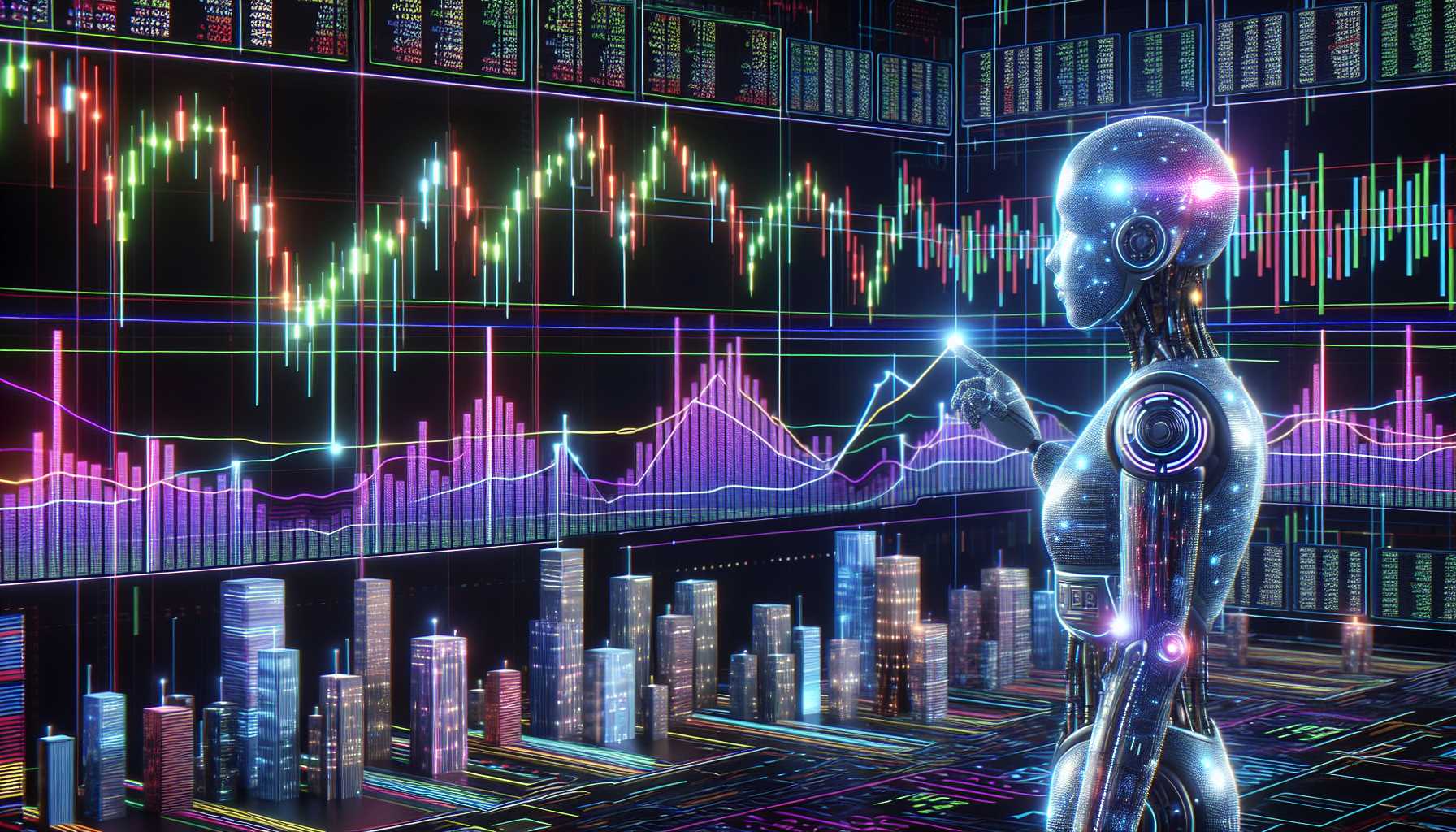 AI technology representation with various stocks on a chart