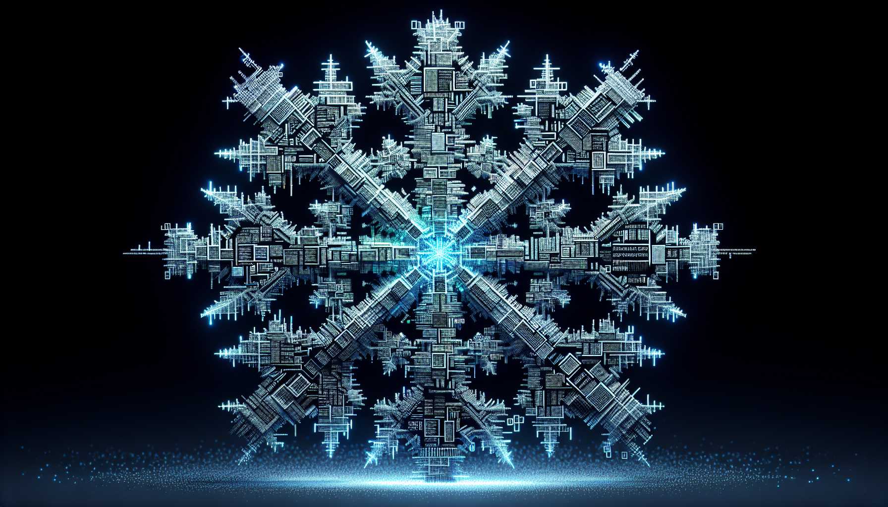 a snowflake made of data points and code