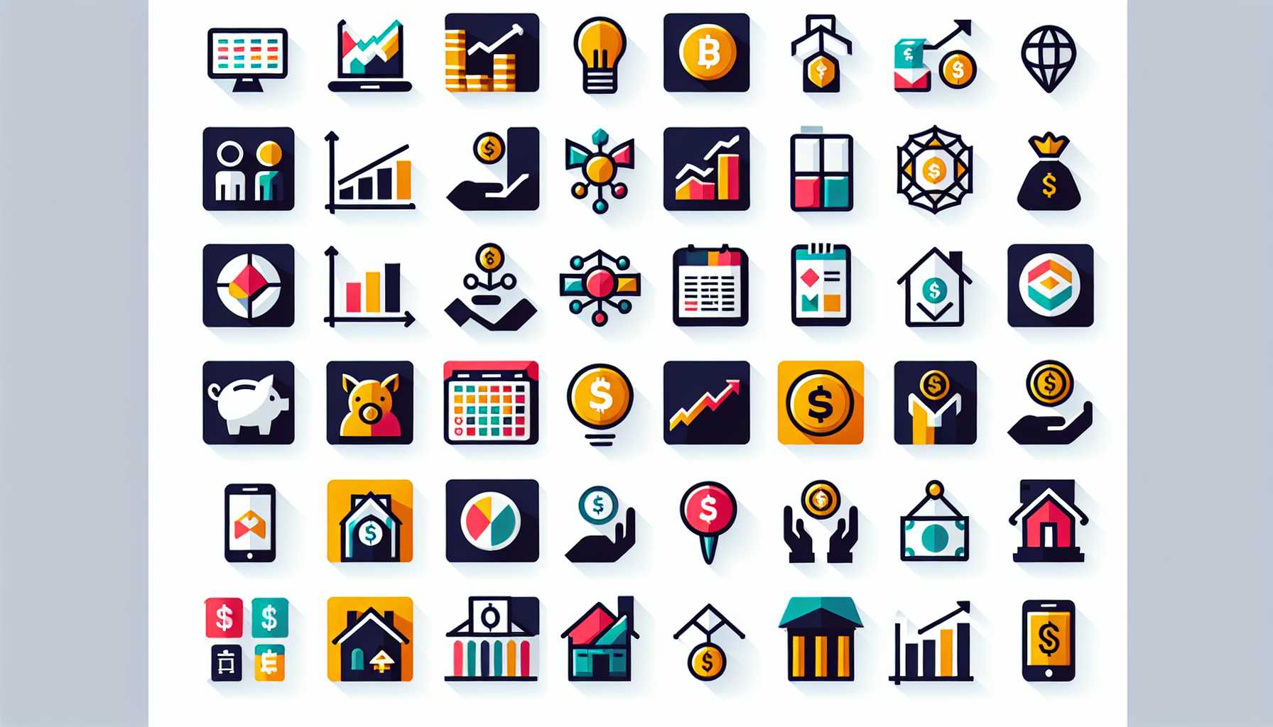 diverse investment portfolios represented by various icons