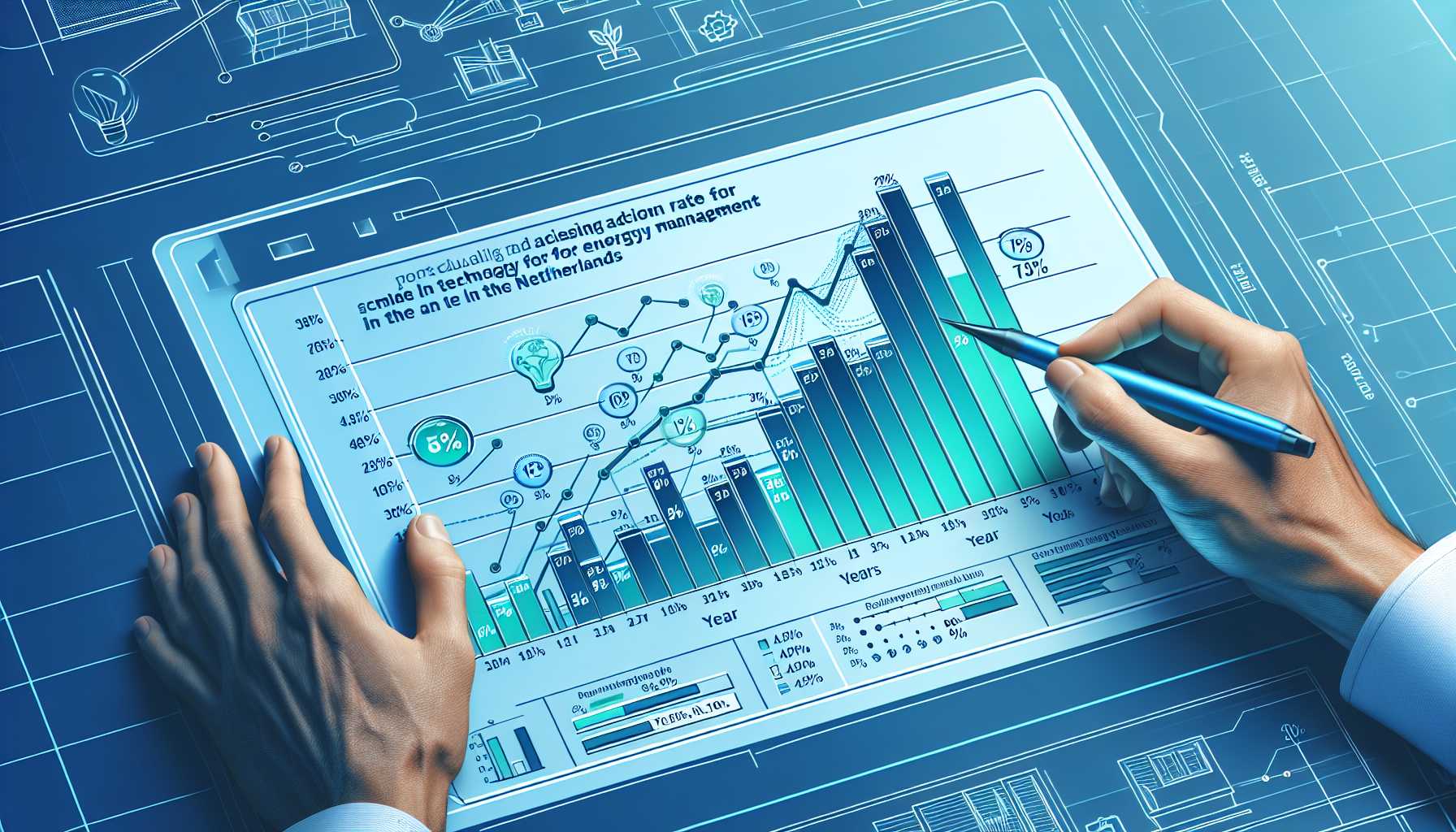 A graph showing the adoption of smart technology for energy management in the Netherlands