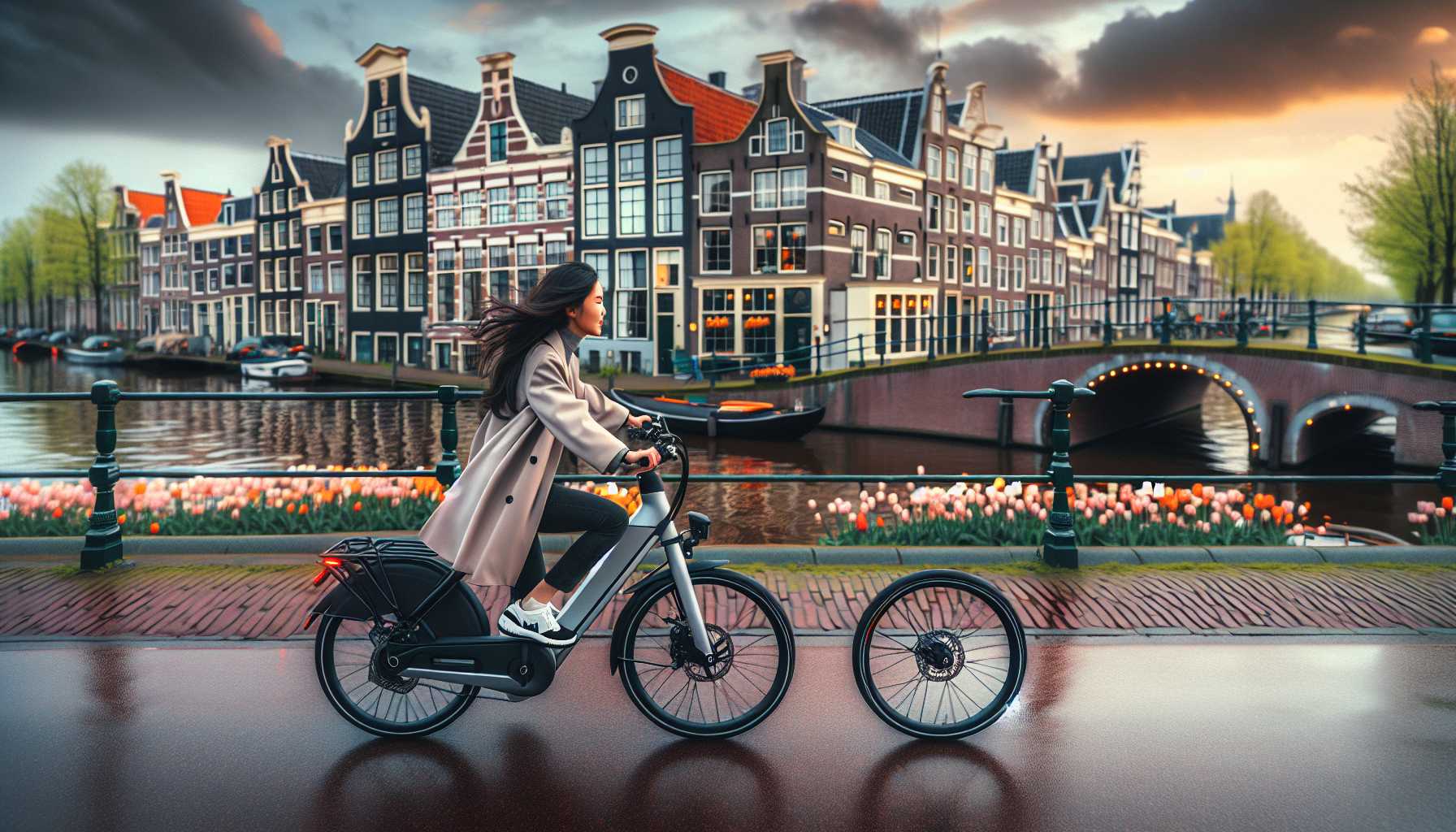 A person riding an electric bike in the Netherlands