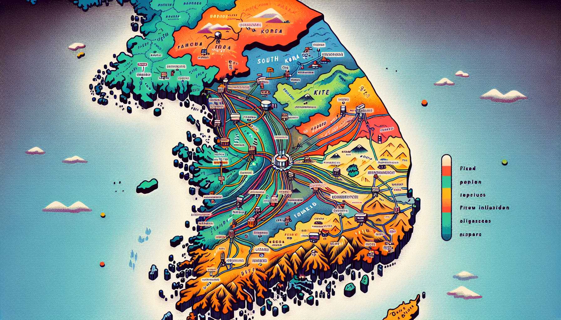 Map of South Korea with areas of high-speed internet access highlighted