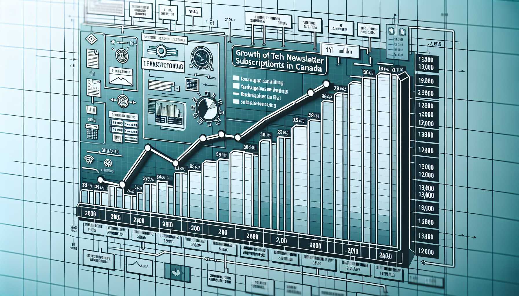 A graph showing the growth of tech newsletter subscriptions in Canada