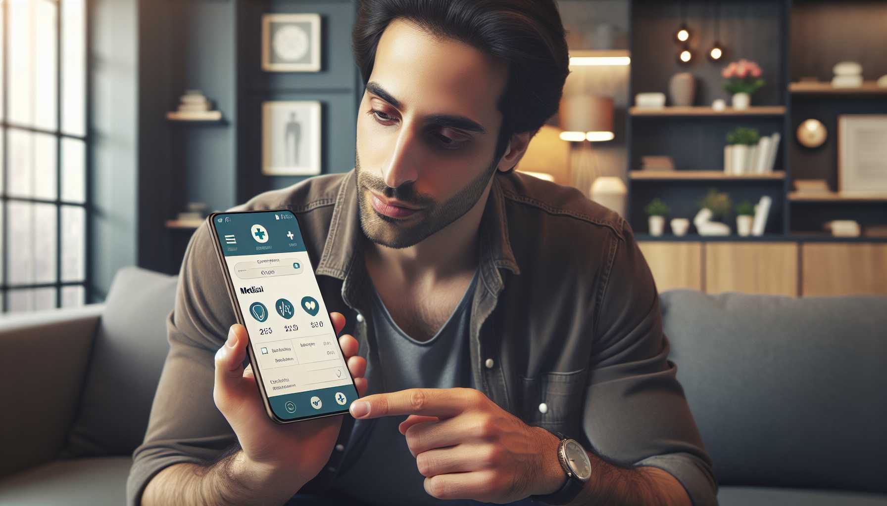 A person using a smartphone to book a doctor's appointment online.