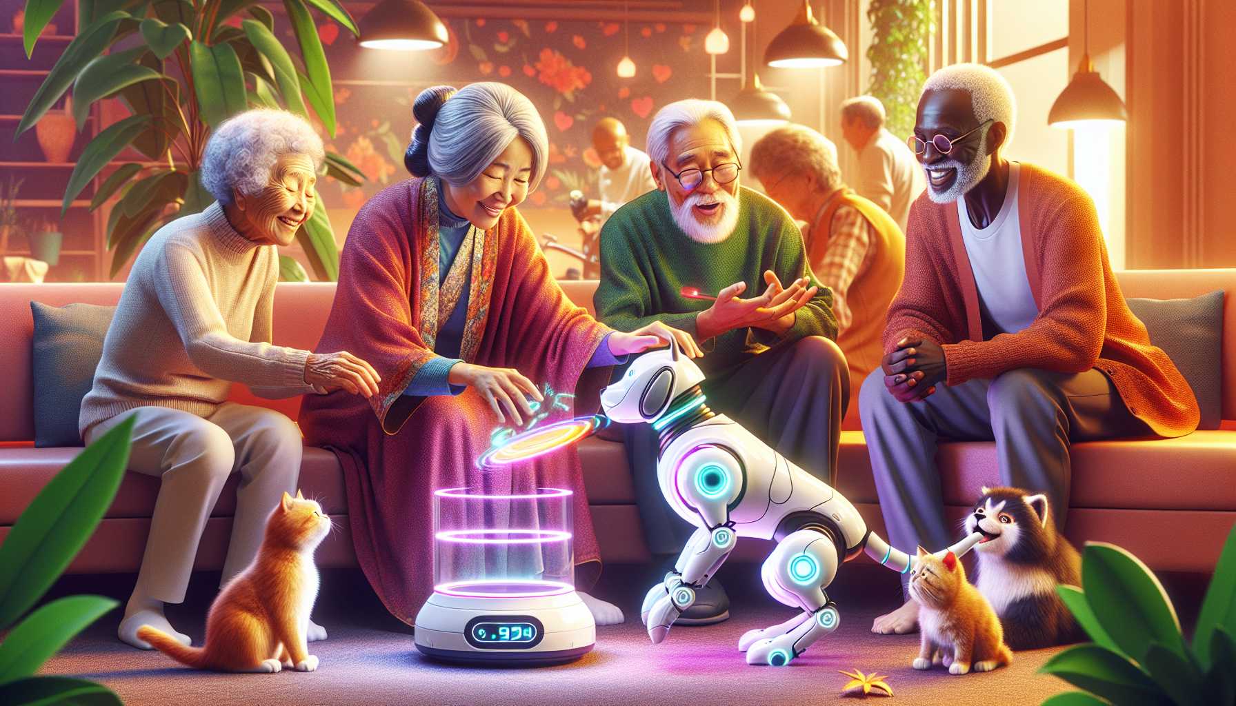 elderly people interacting with robotic pets