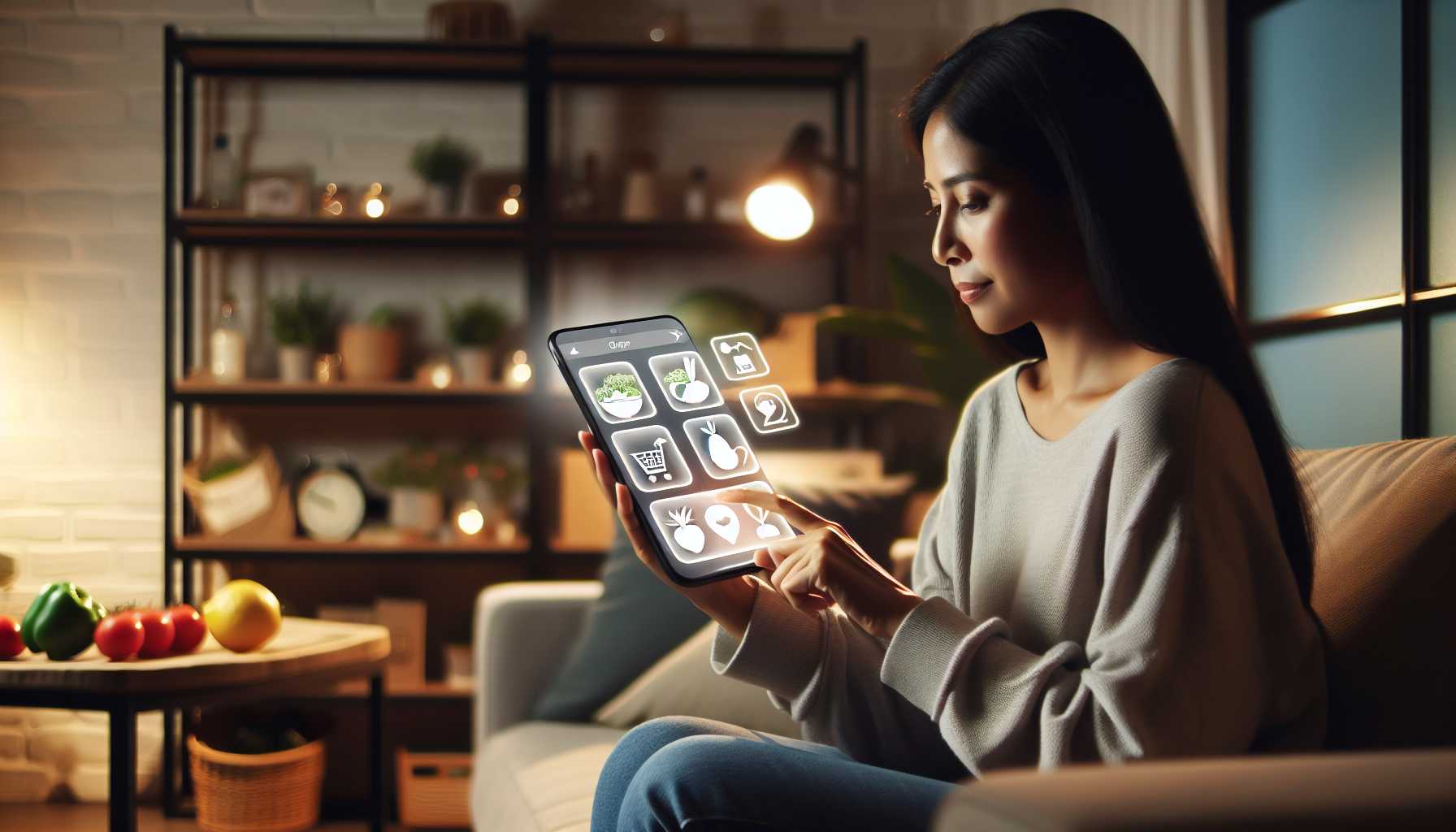 Person using a mobile app to order groceries