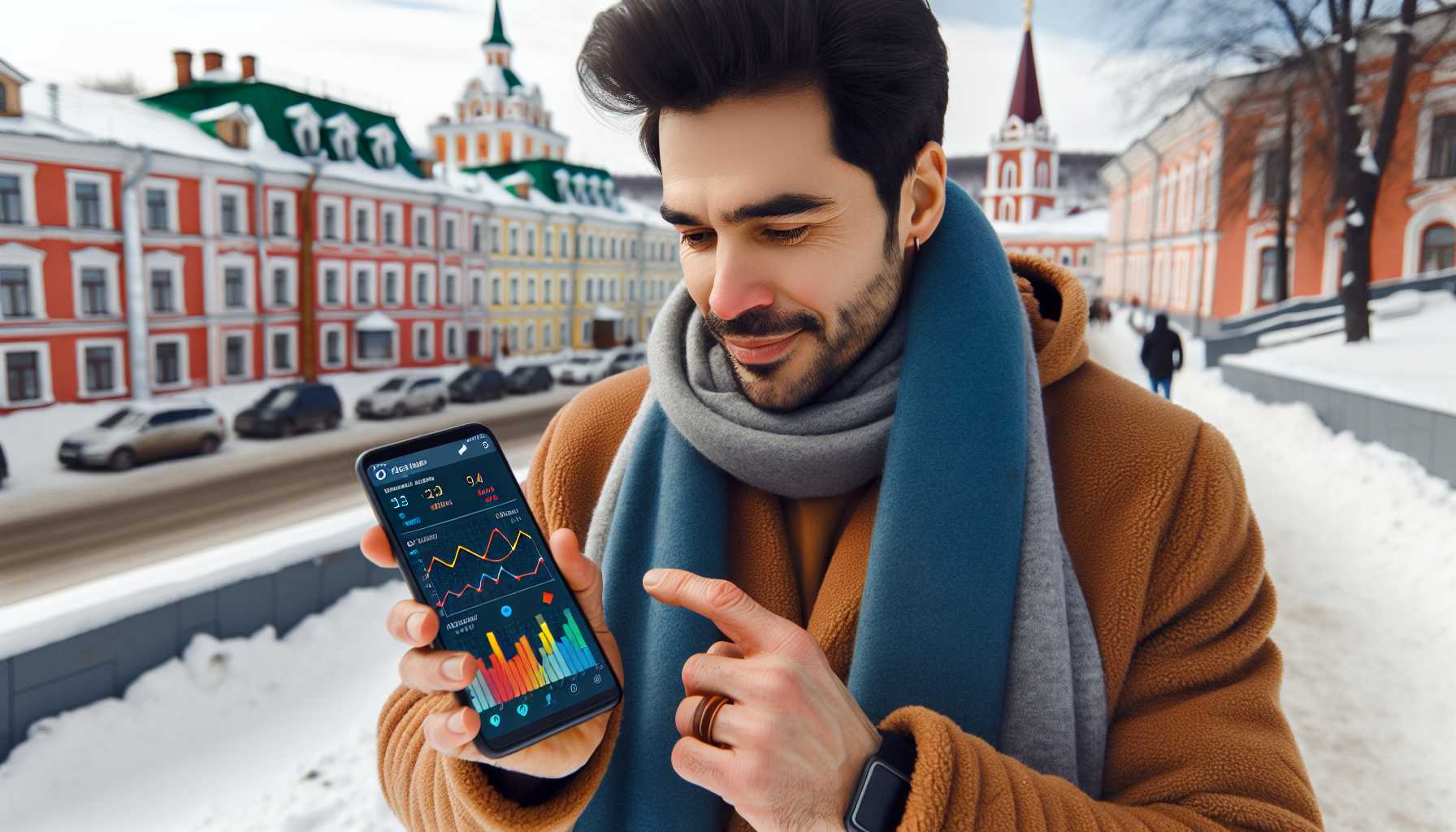 A person in Tver using a mobile app to track their fitness progress.