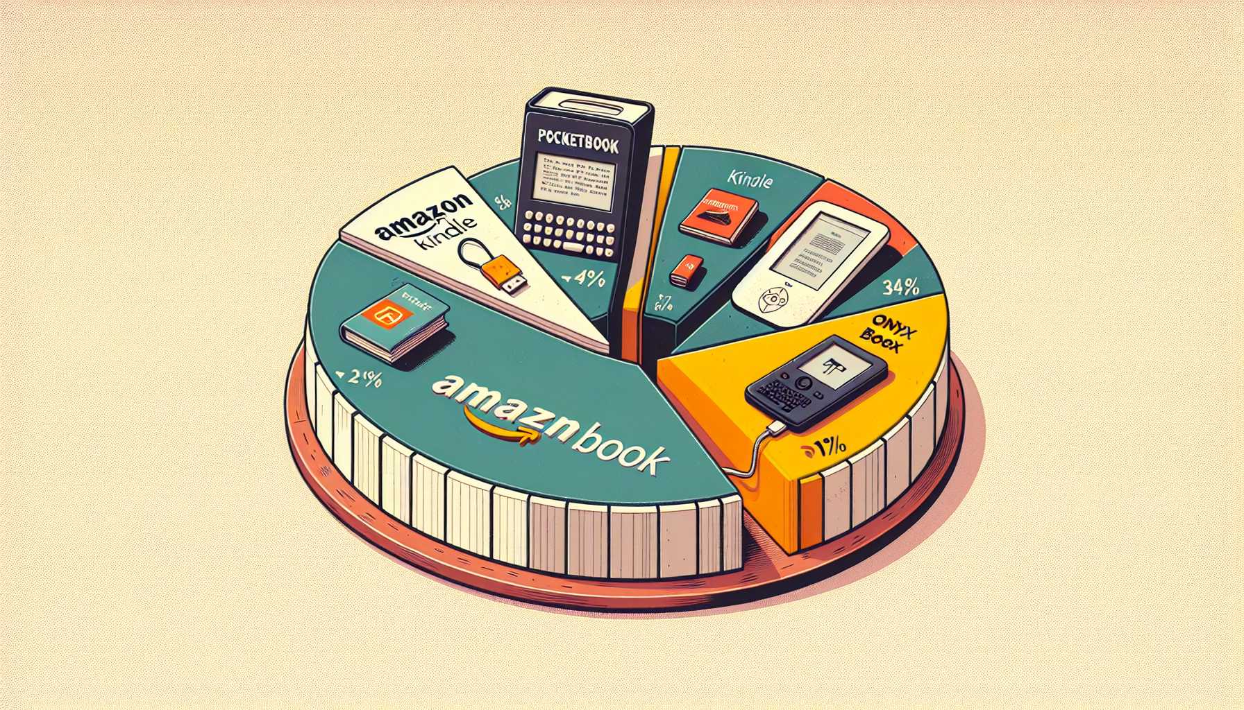 Pie chart showing the market share of different e-reader devices in Amur Oblast