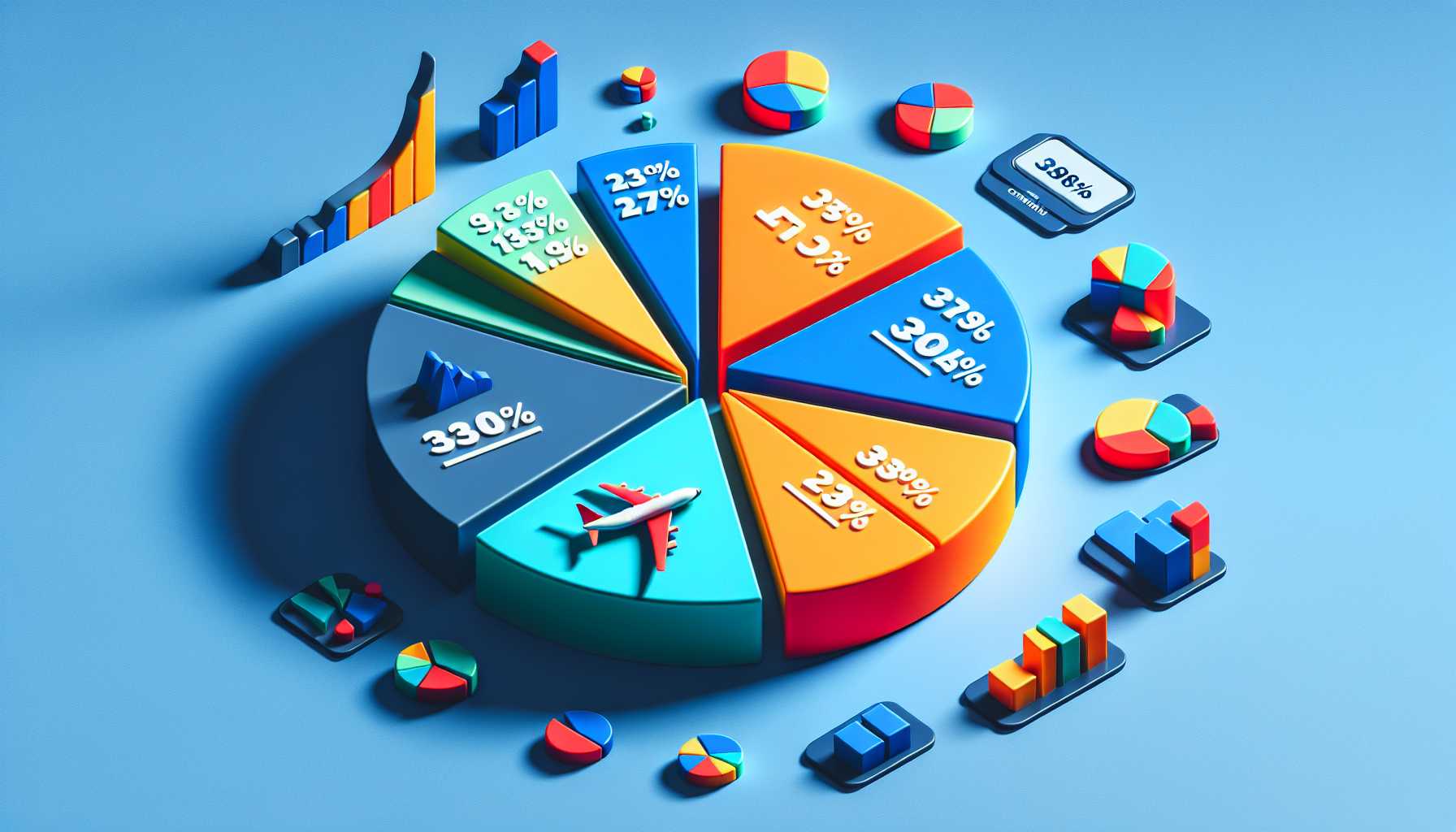 A pie chart showing Expedia Group with the largest market share in the online travel booking market in the US.