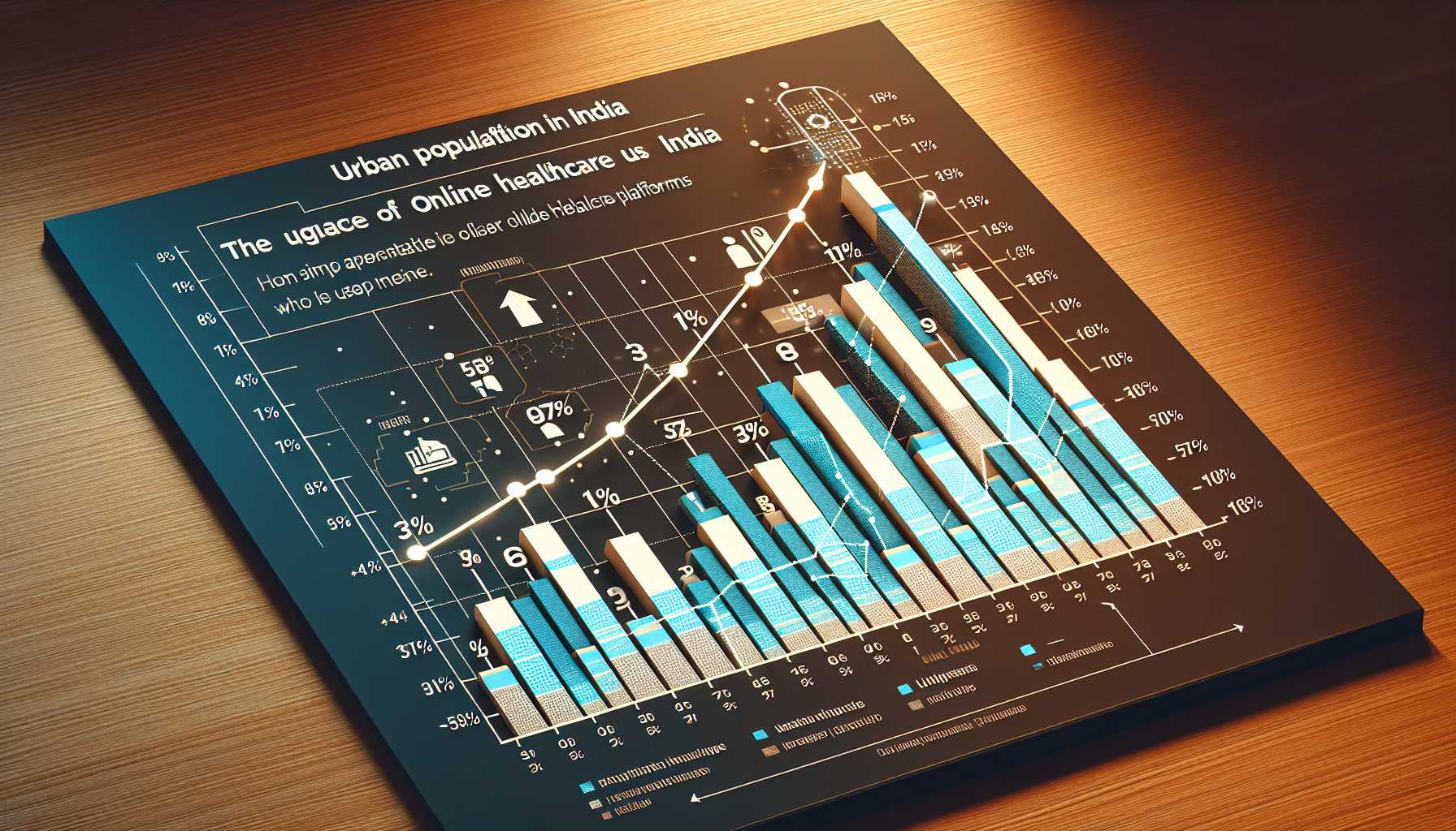 Graph showing the percentage of urban population in India using online healthcare platforms