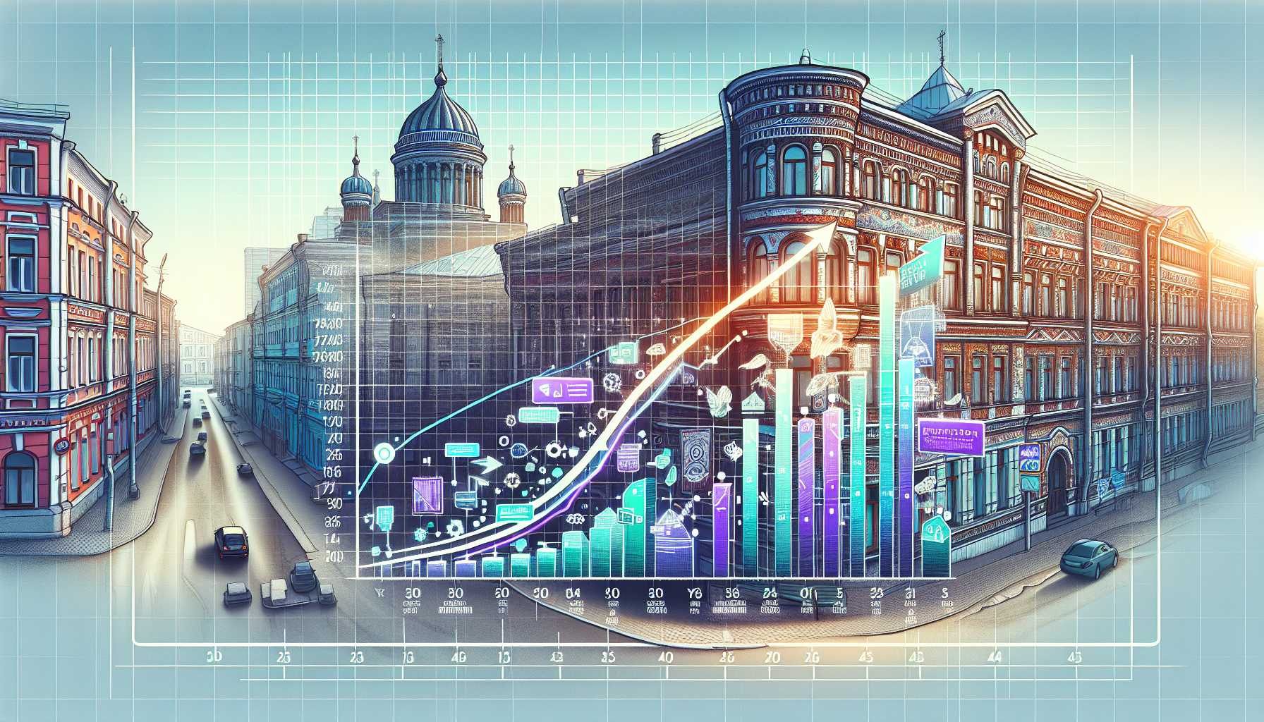 A graph showing the increasing adoption of digital tools by businesses in Orenburg.