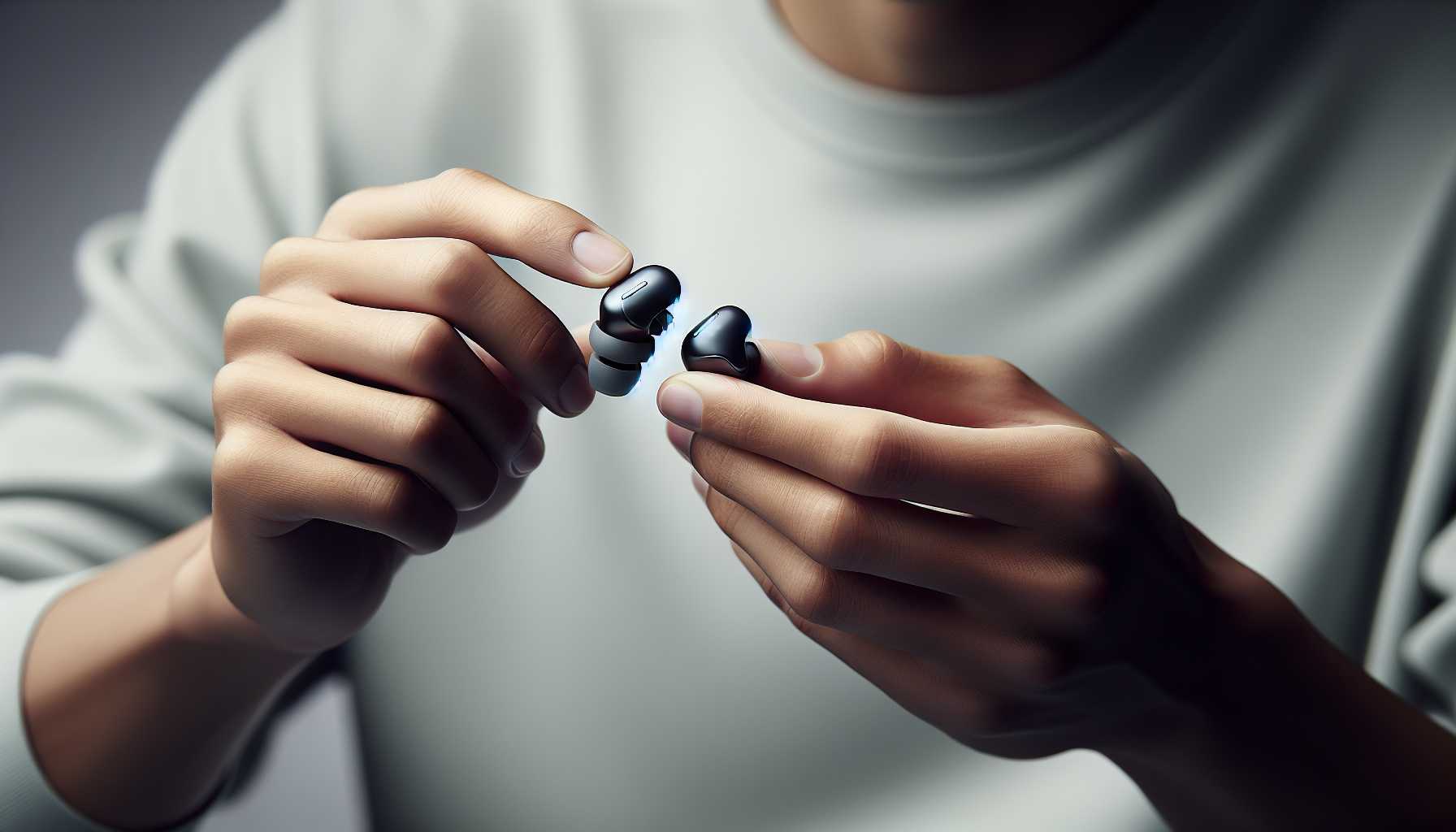 Galaxy Buds 3 Pro wireless earbuds with user adjusting ear tips