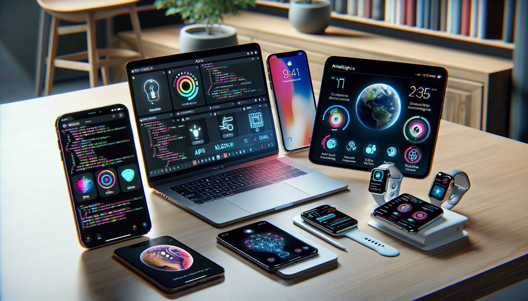 Apple Intelligence features displayed on various Apple devices