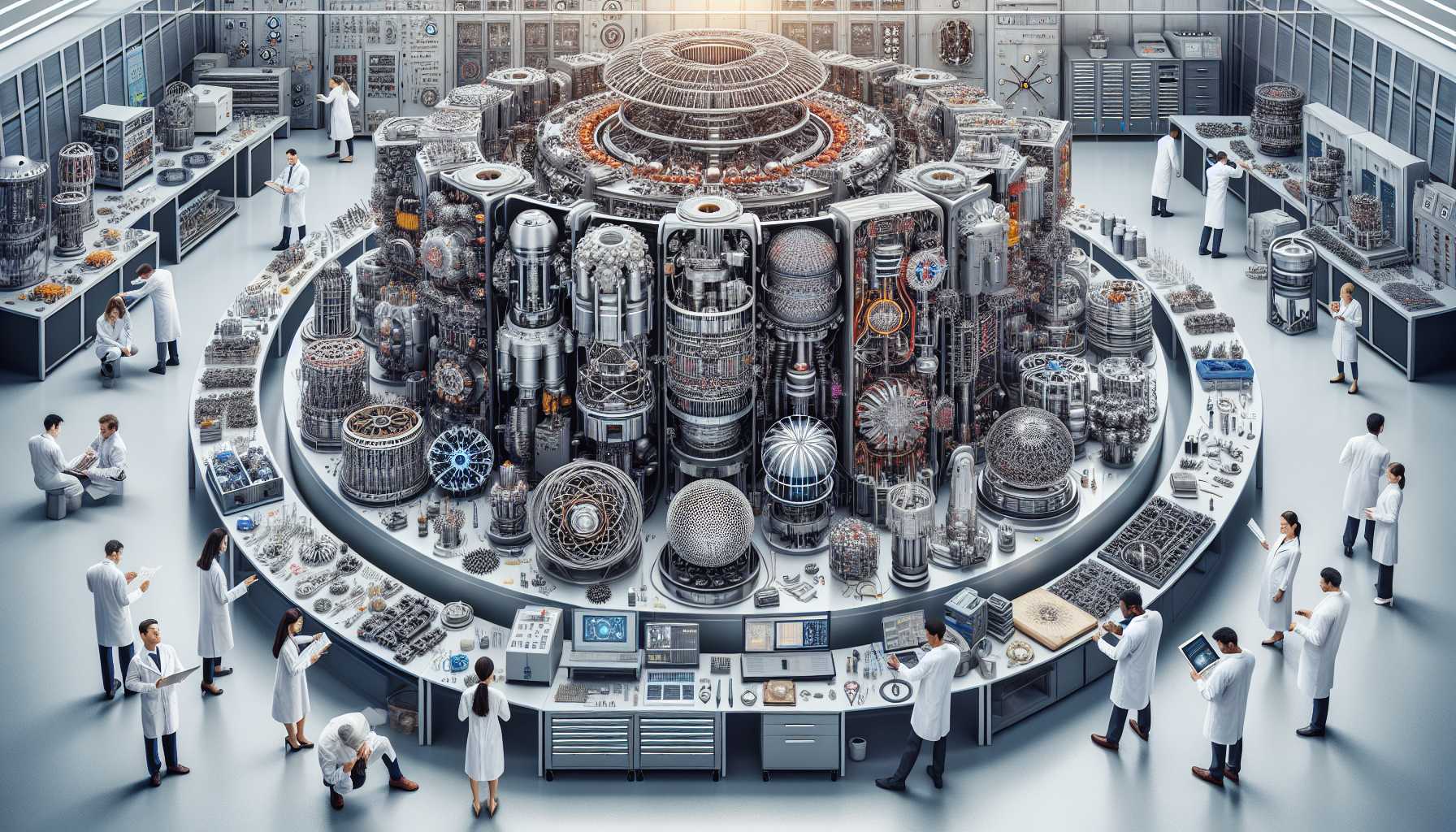 Fusion reactor components in a lab setting