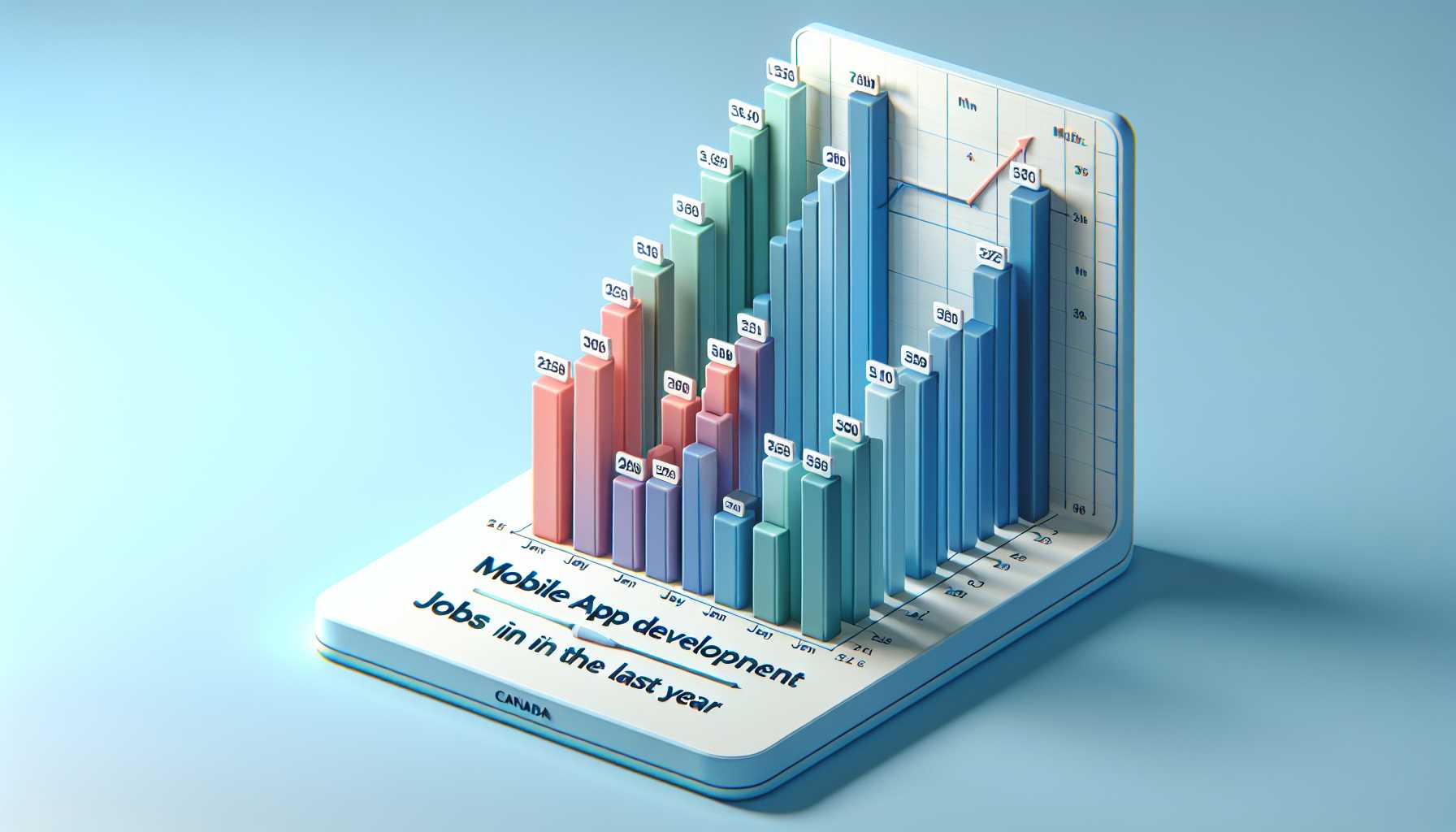 A graph showing the growth of mobile app development jobs in Canada over the past year.