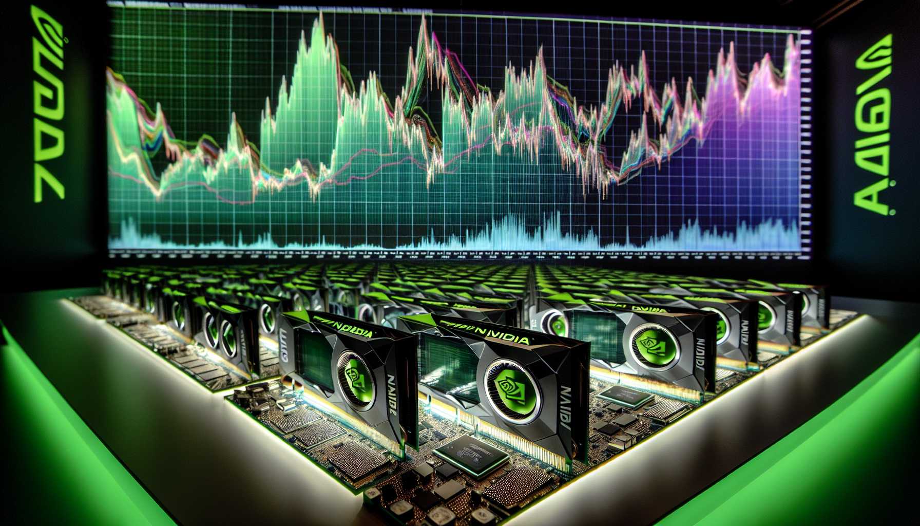 Nvidia chips and a stock market graph