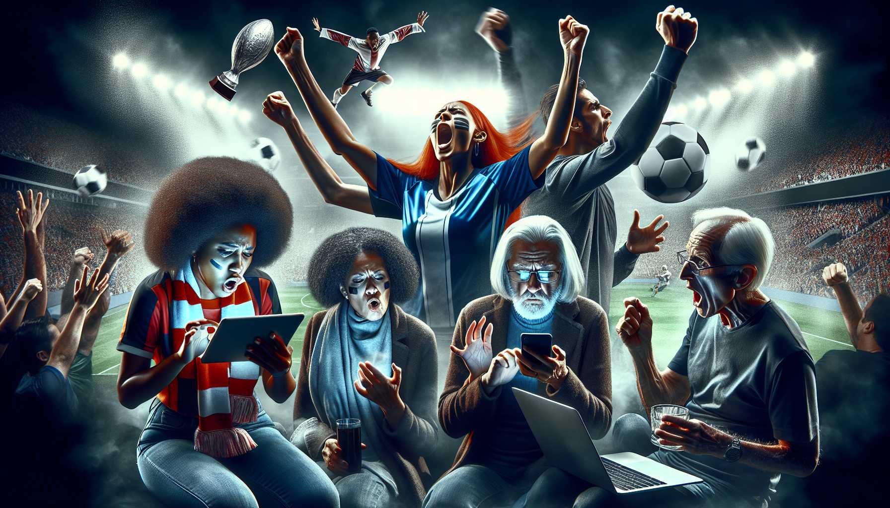 sports fans excitedly engaging with exclusive content on a social media platform