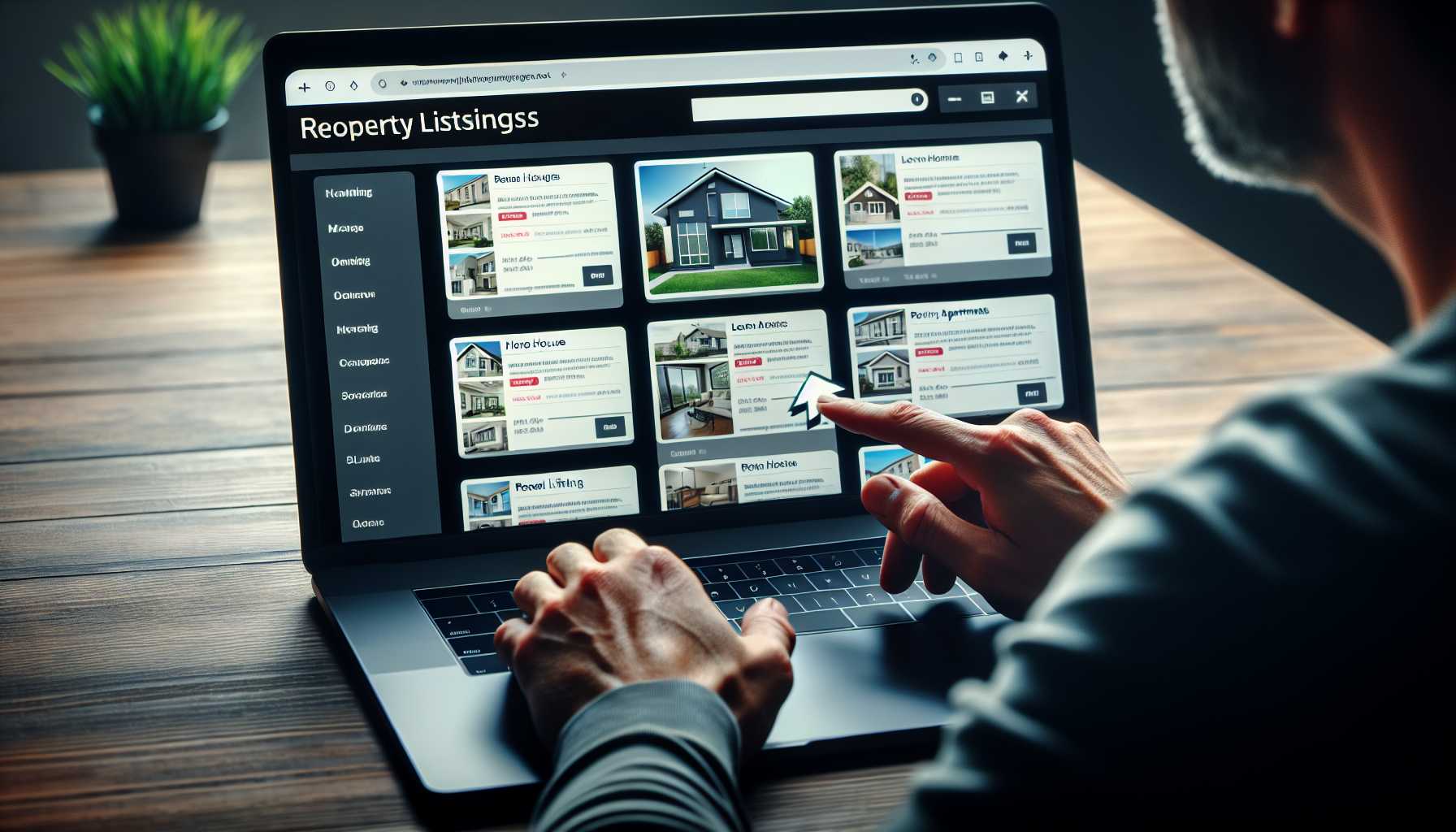 A person searching for real estate listings on Immowelt website on a laptop.