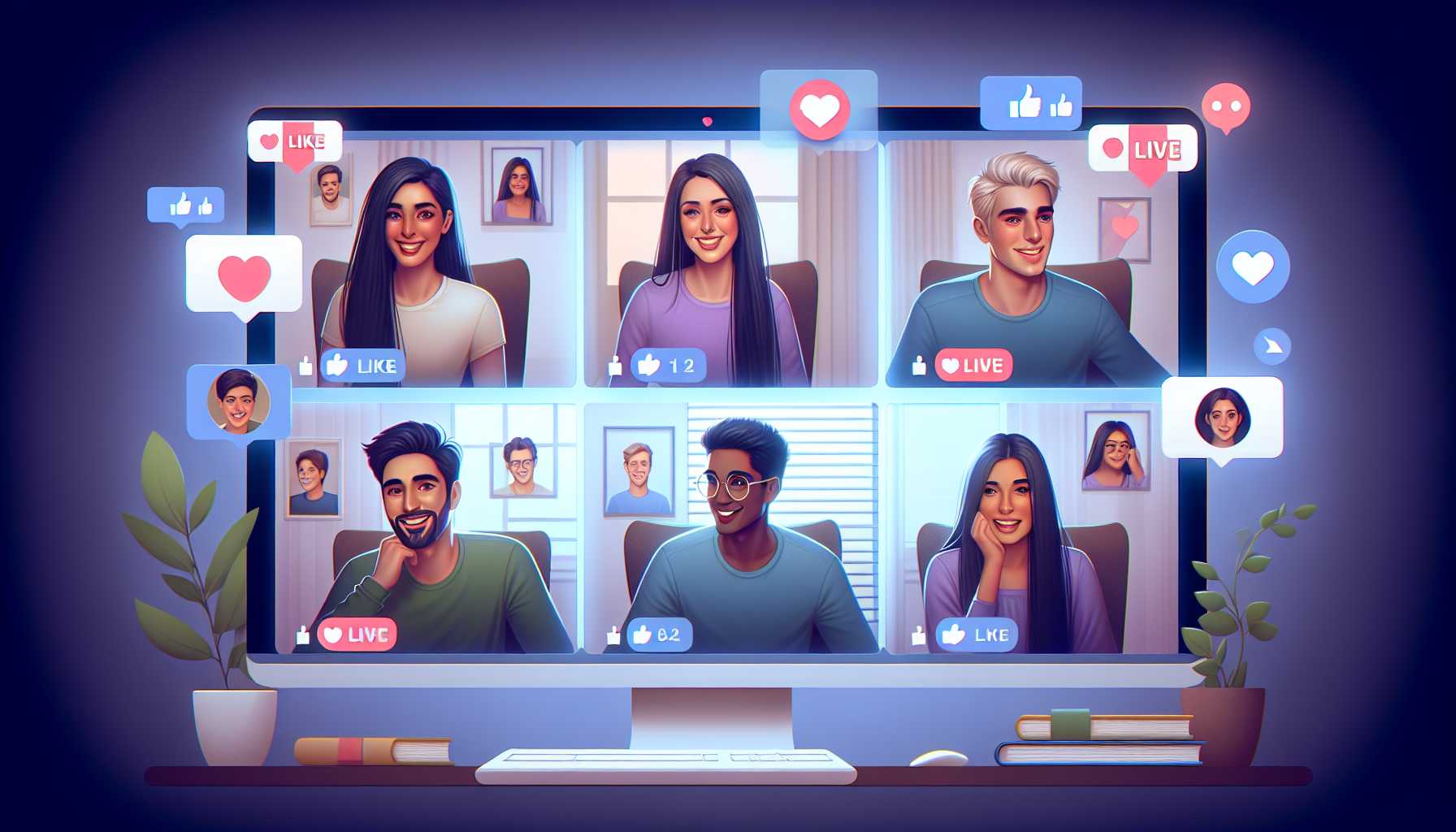 people engaging in a virtual dating livestream session