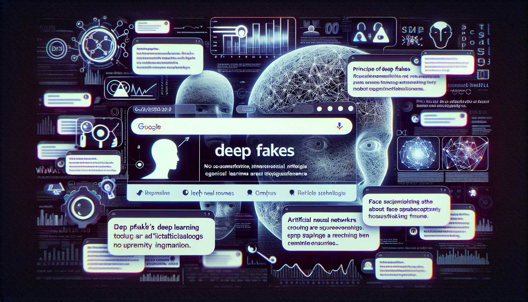 Google search results with no explicit content and news articles about deepfakes