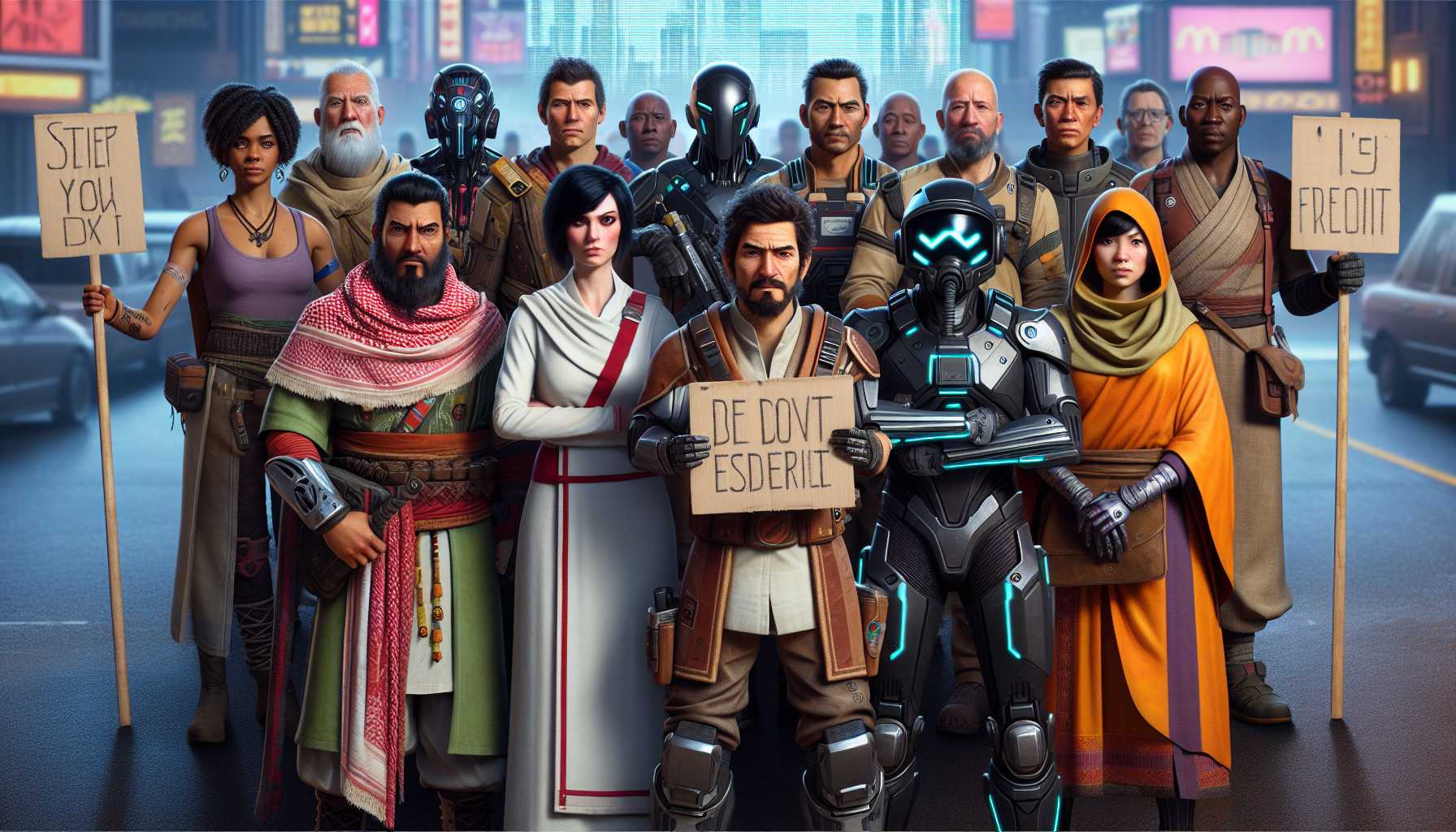 Video game actors protesting AI usage