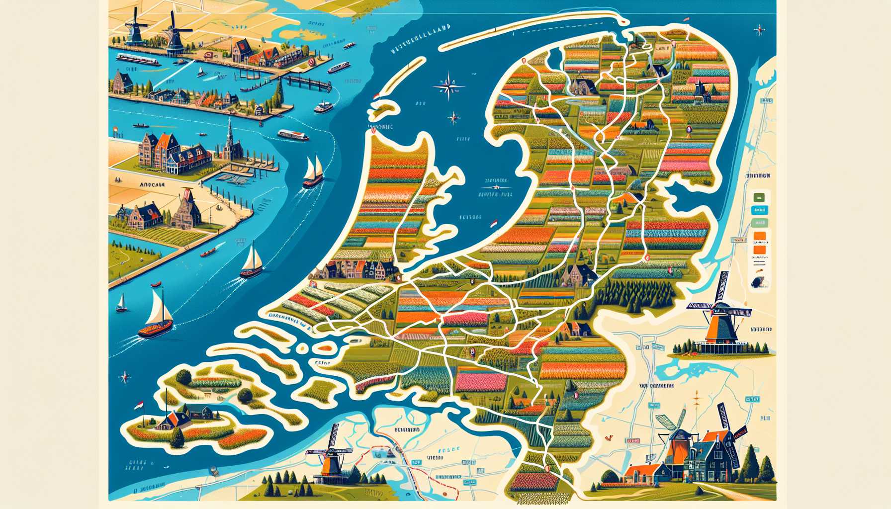 a map of the Netherlands with a hiking trail highlighted