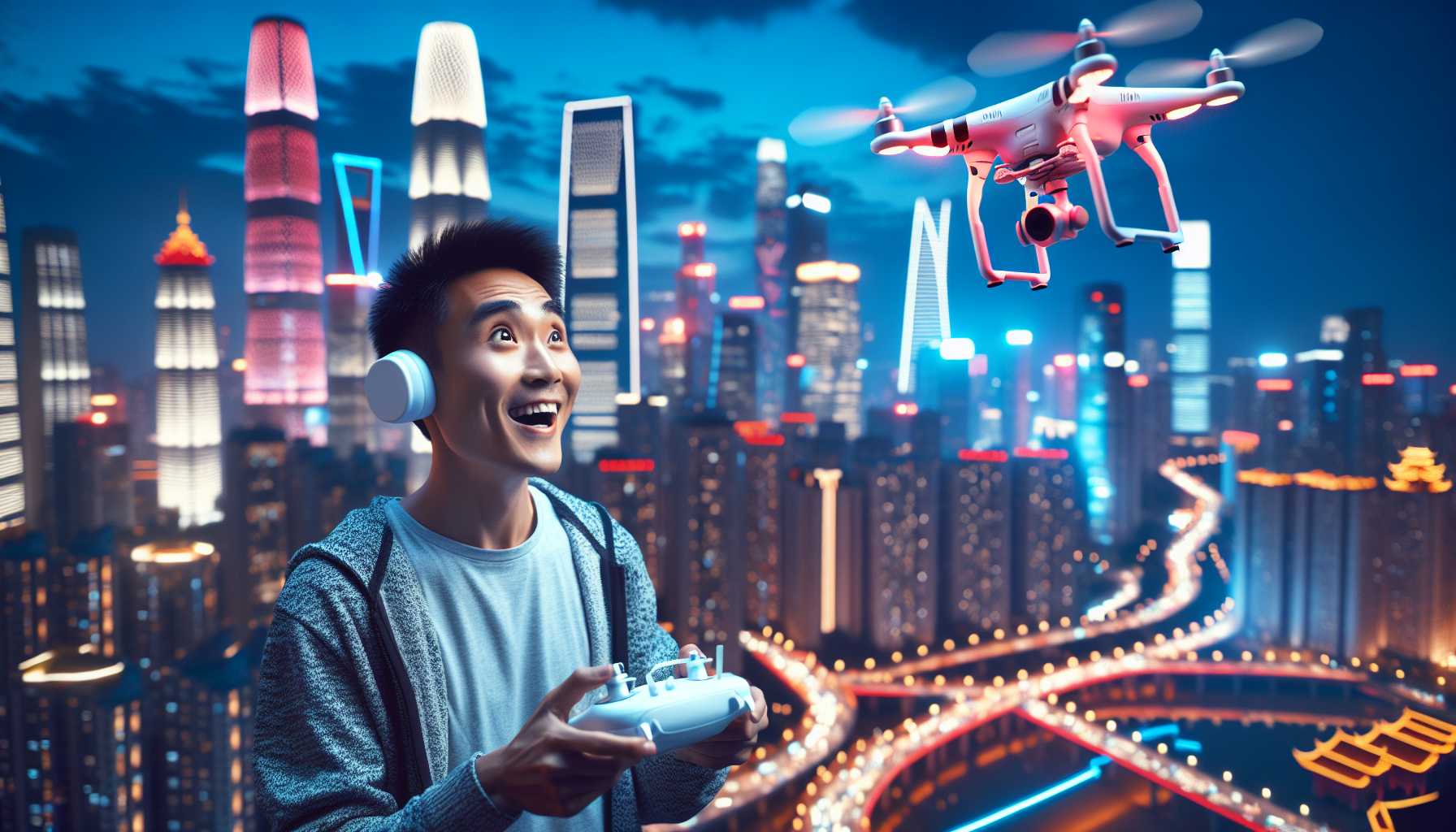 A person in China flying a drone for personal use