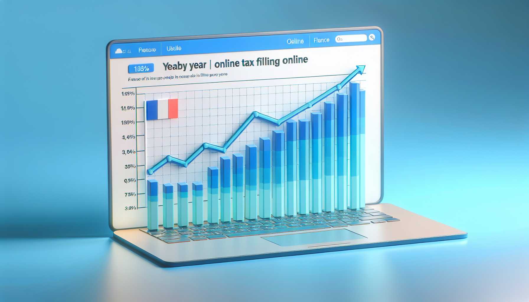 Graph showing the increase in online tax filing in France