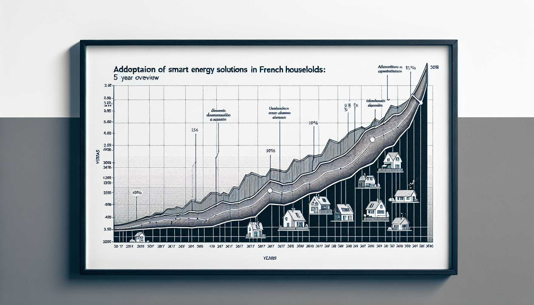 A graph showing the increase in the number of French households with smart energy solutions over the past five years.