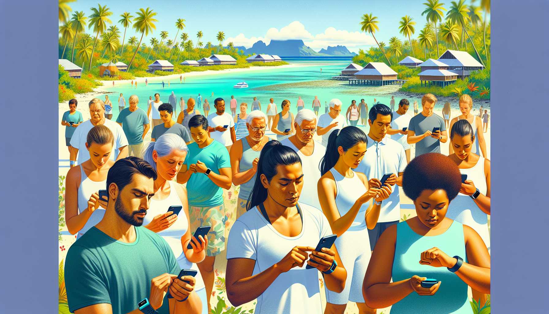 People in the Marshall Islands using fitness trackers and health apps on their smartphones.