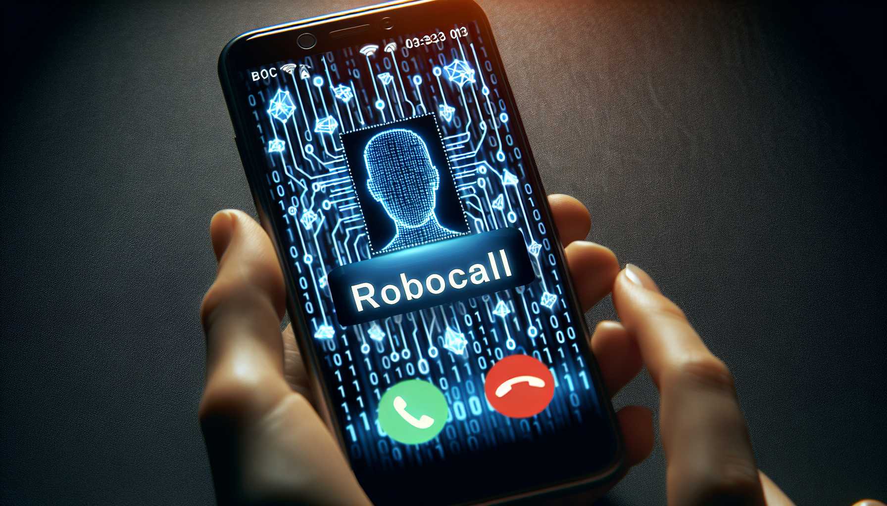 A phone with AI symbols indicating it is an AI-driven robocall