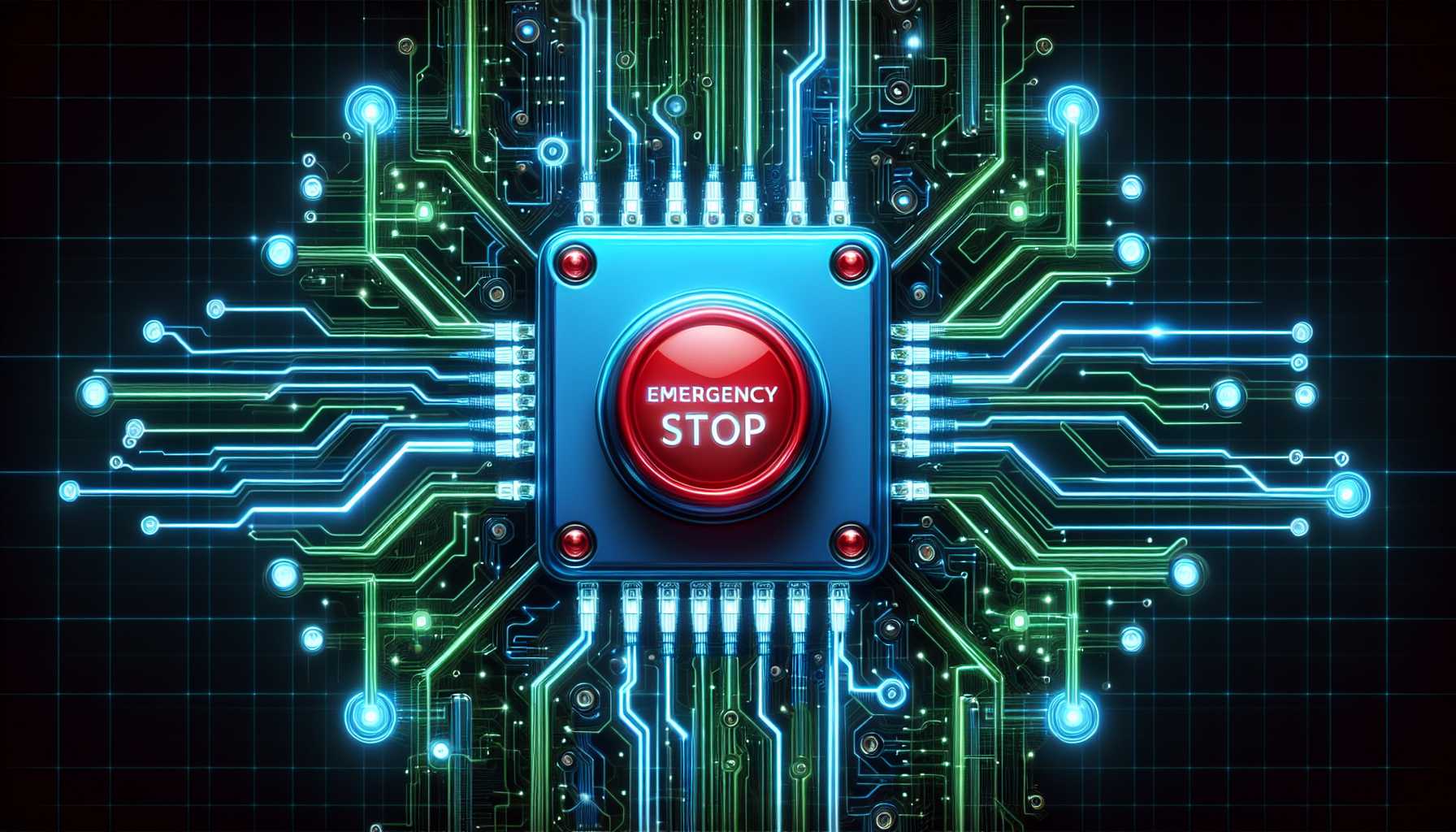 An illustration of an emergency stop button on an AI system