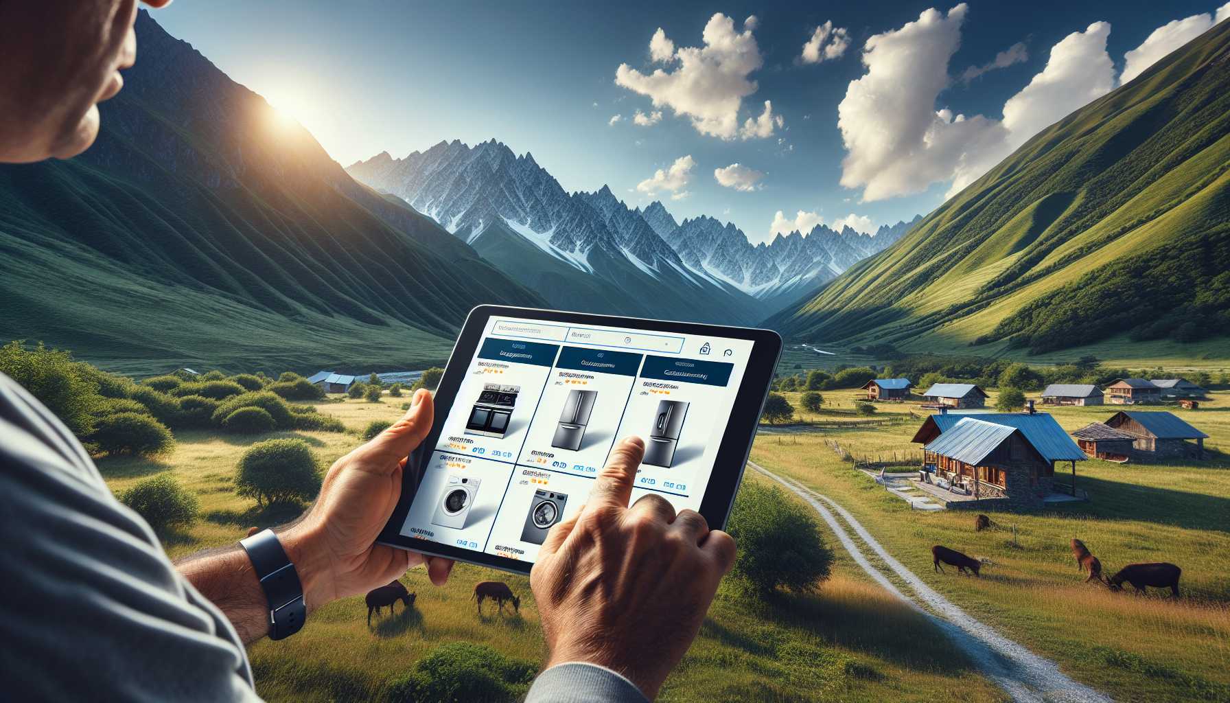 A person in Kabardino-Balkaria using a digital platform to shop for home appliances