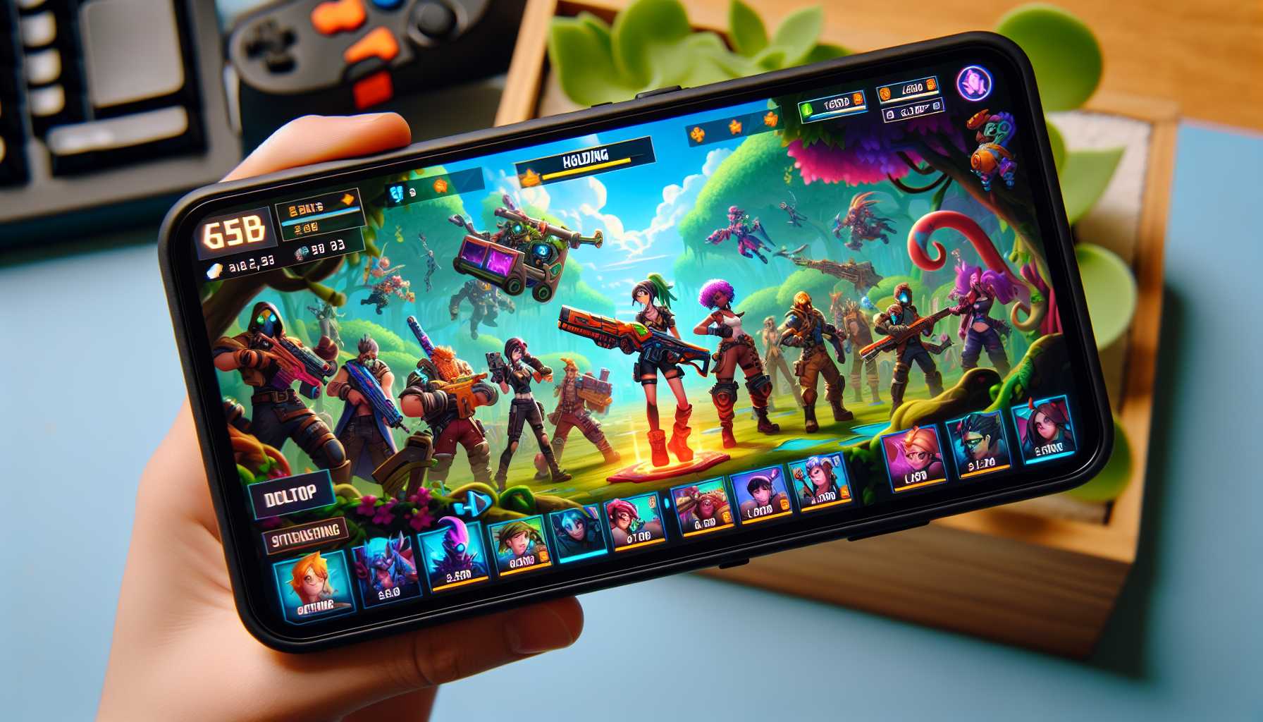 Mobile gaming screen featuring Fortnite