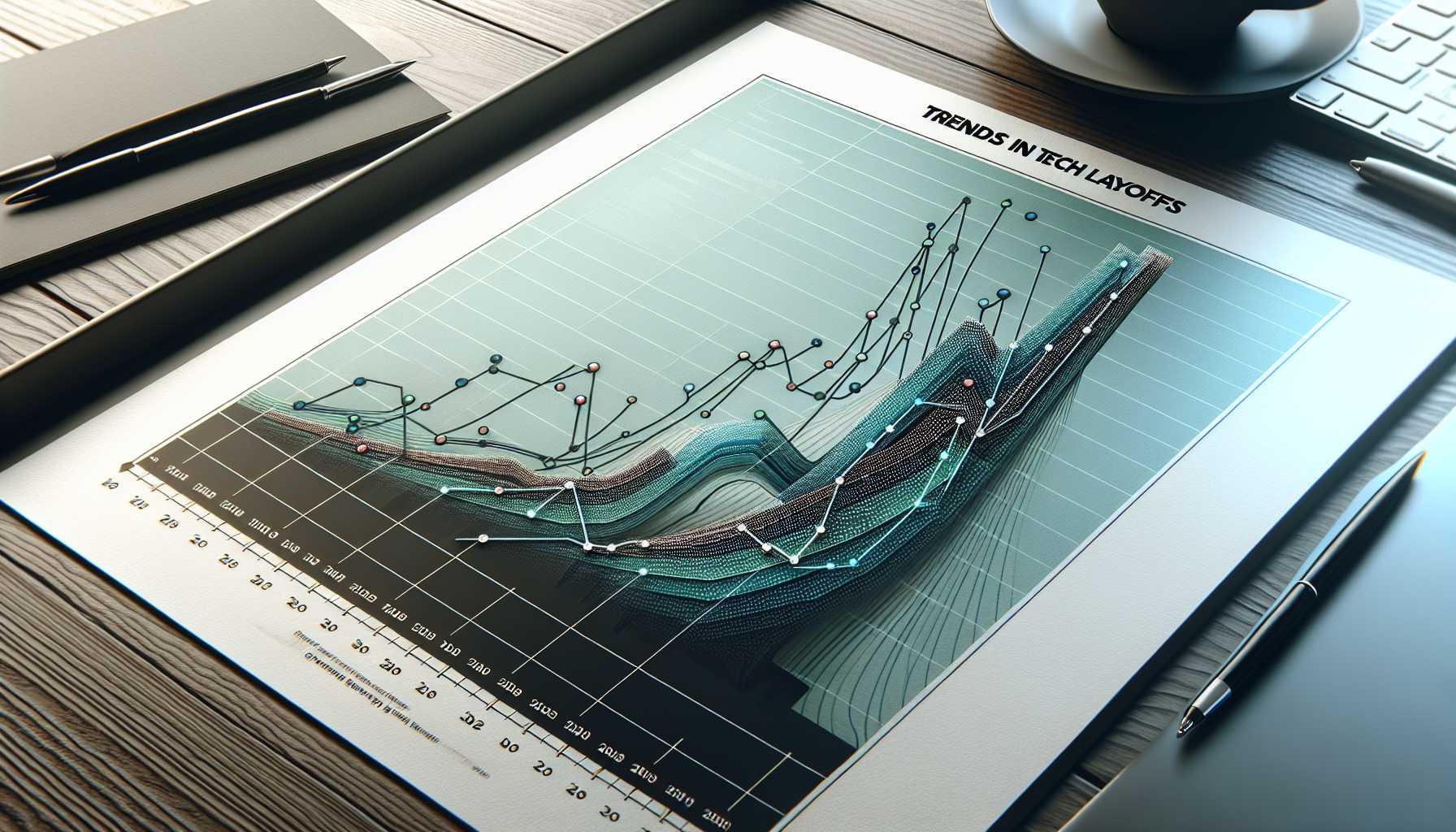 a graph showing upward and downward trends in tech layoffs