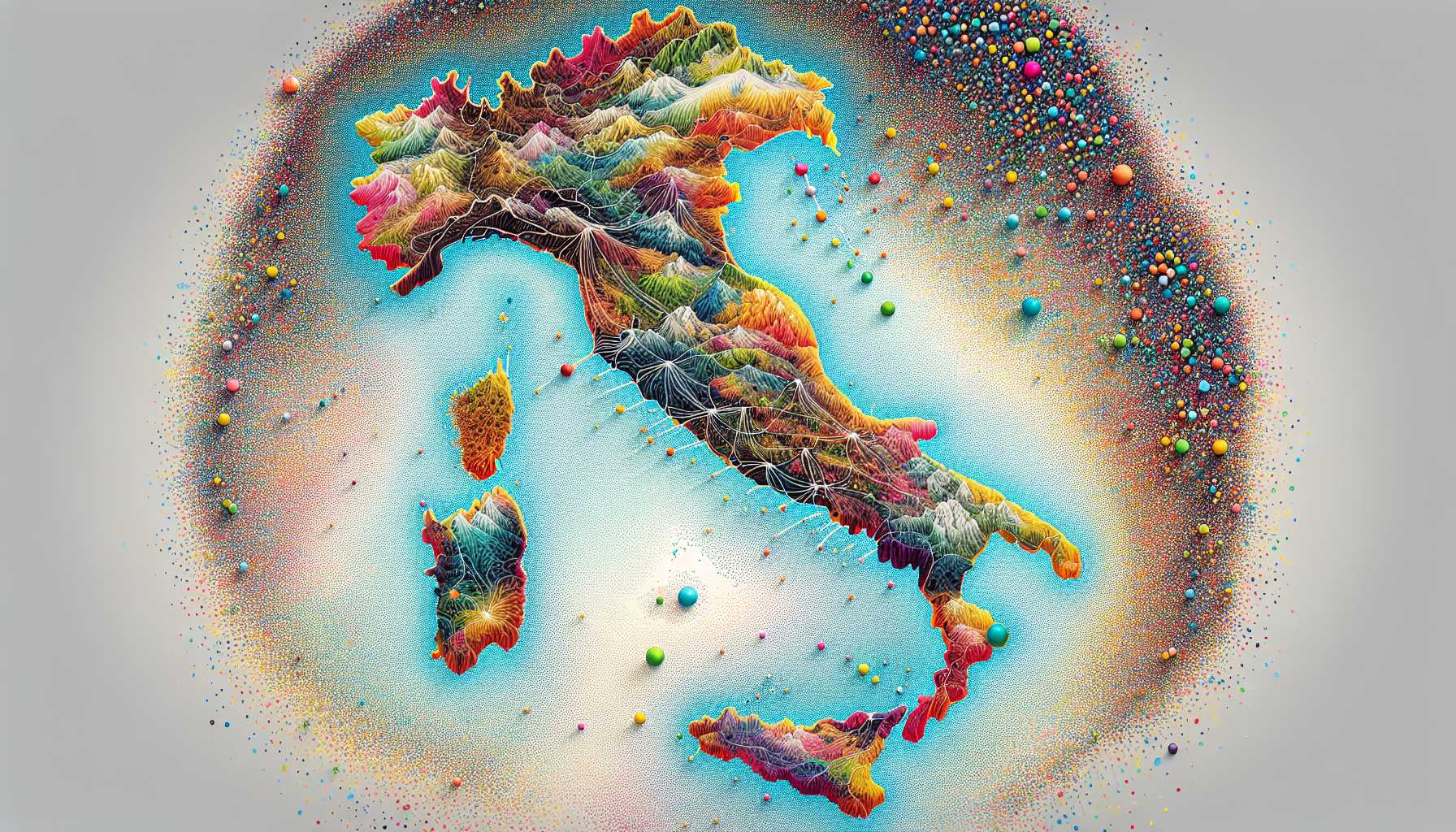 Map of Italy with broadband provider dots