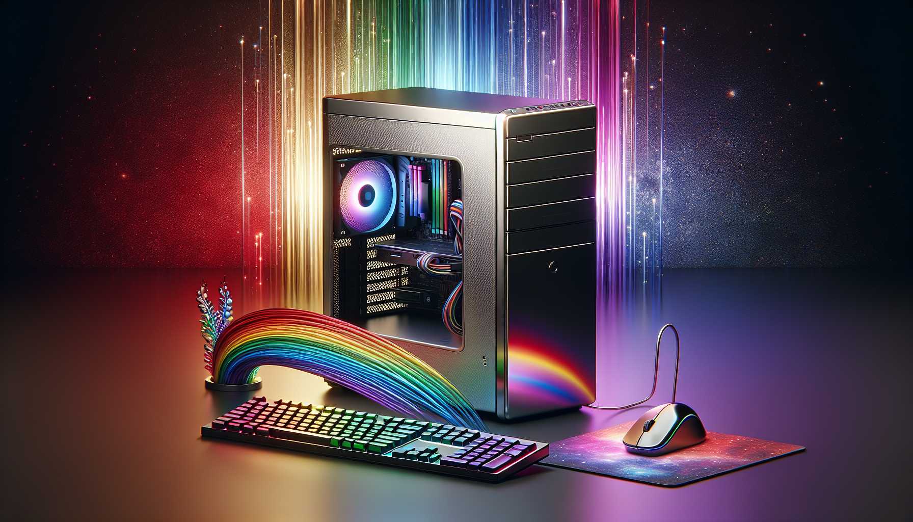 Gaming PC with RGB keyboard and mouse