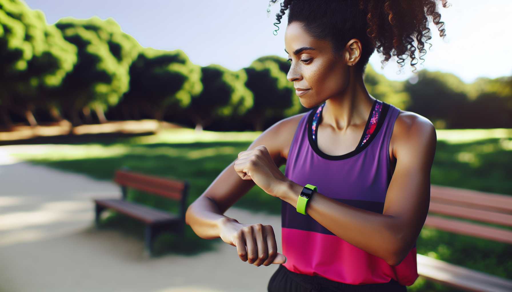 A person wearing a fitness tracker on their wrist