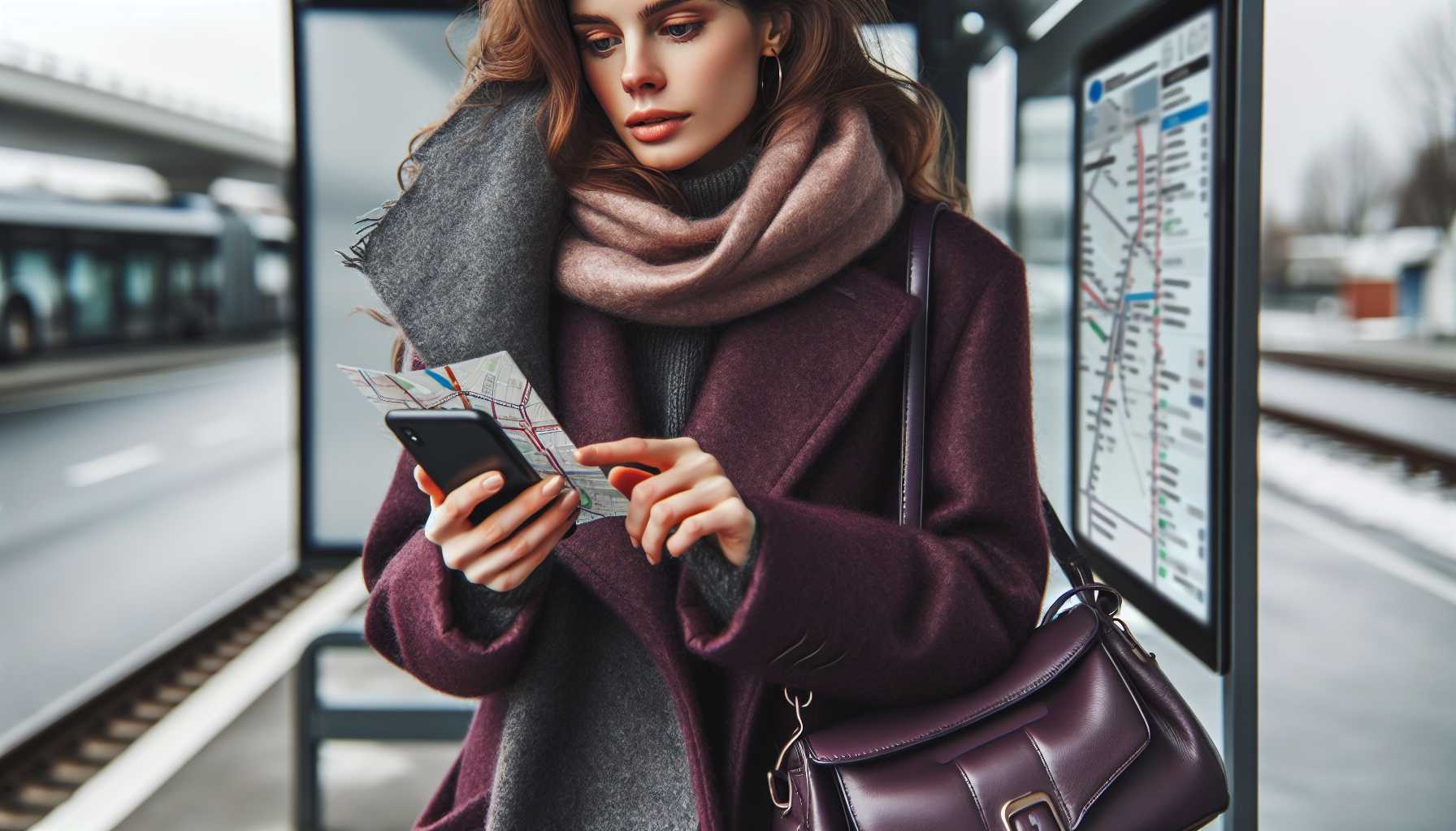 Person using a public transportation app on their phone