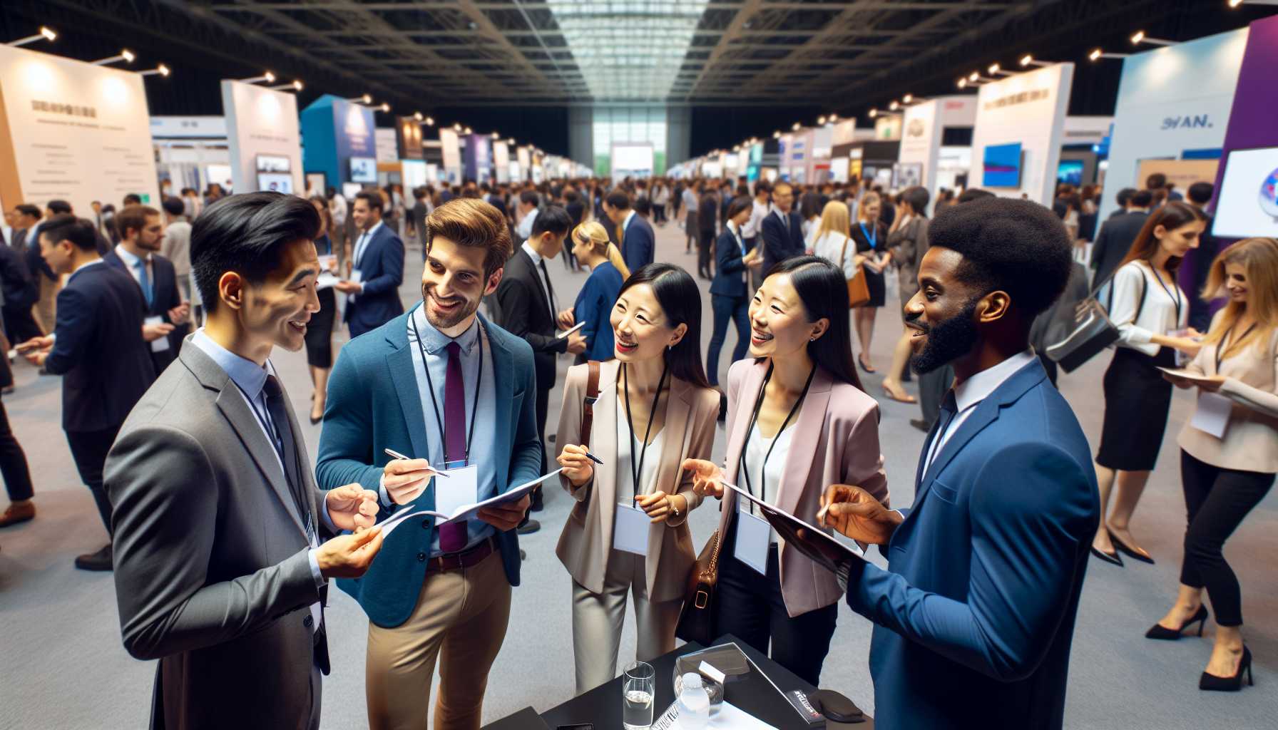 a group of people networking at a job fair in China